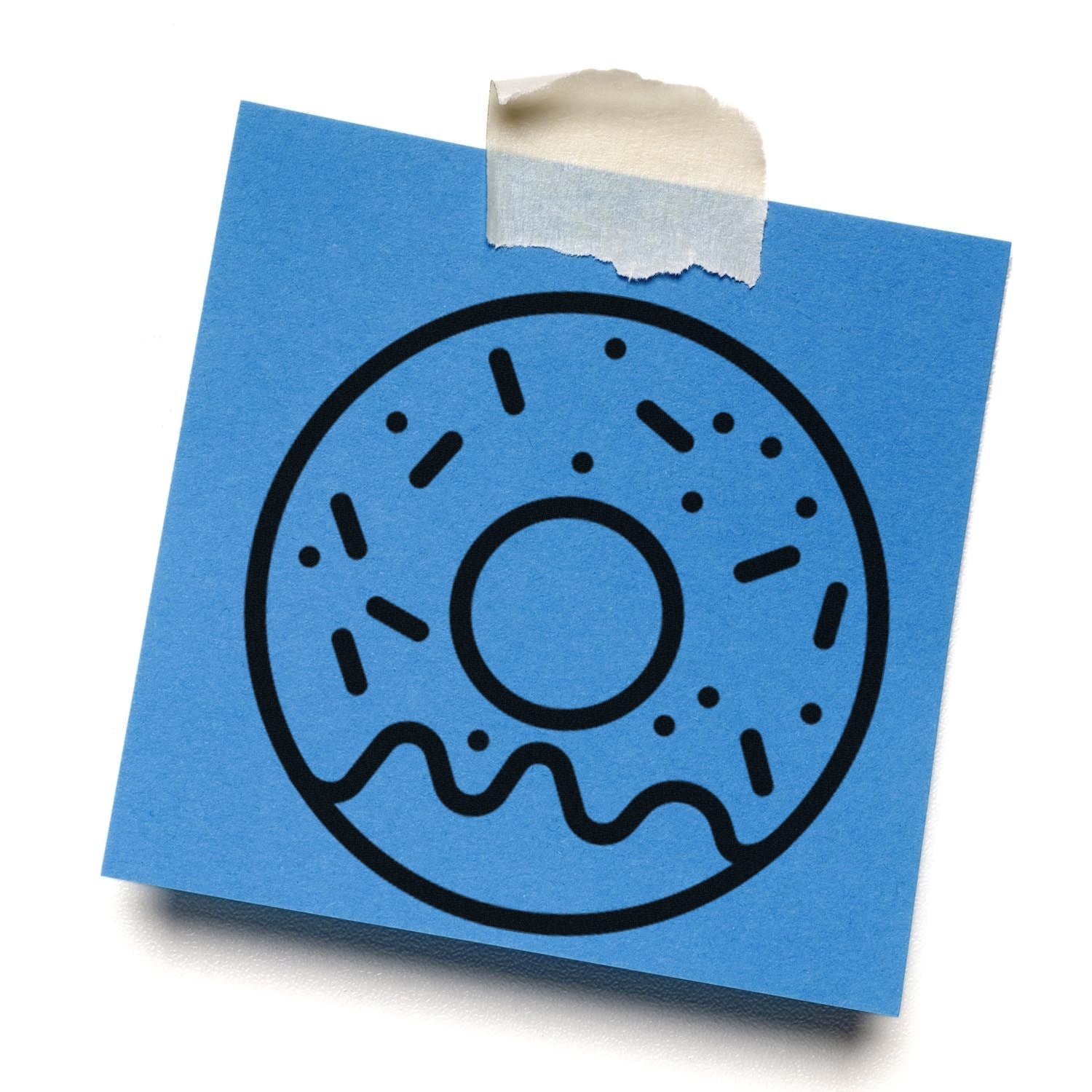 Self-Inking Doughnut Delight Repeat Customer Stamp on blue paper, featuring a doughnut design with sprinkles and icing, perfect for rewarding loyal customers.