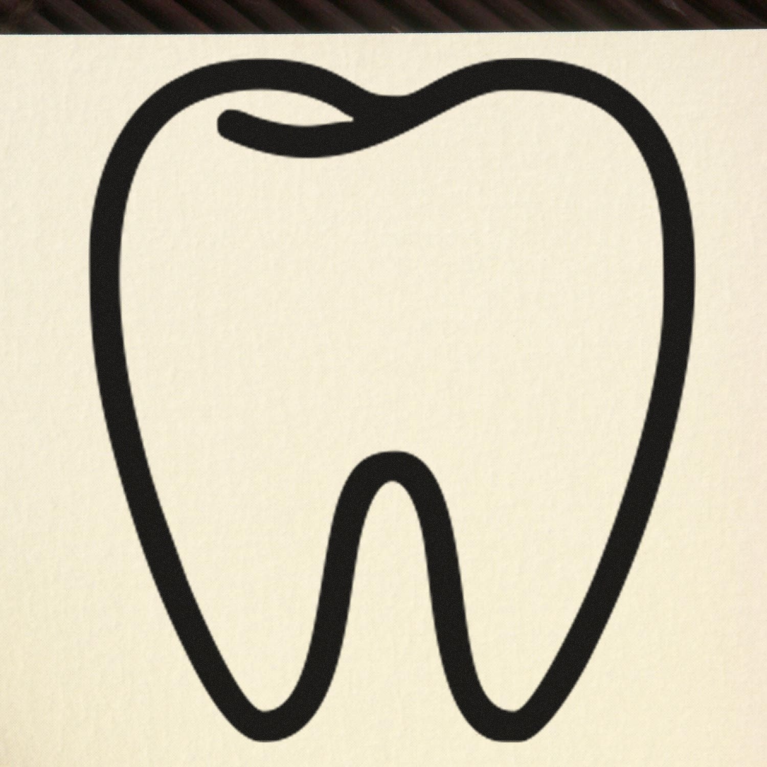 Self-Inking Dental Visit Stamp featuring a black tooth outline design on a beige background, ideal for dental appointment reminders.