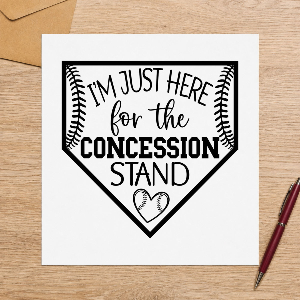 Concession Stand Fan craft stamp in black ink on cardstock, an easy option for concession stand signs.