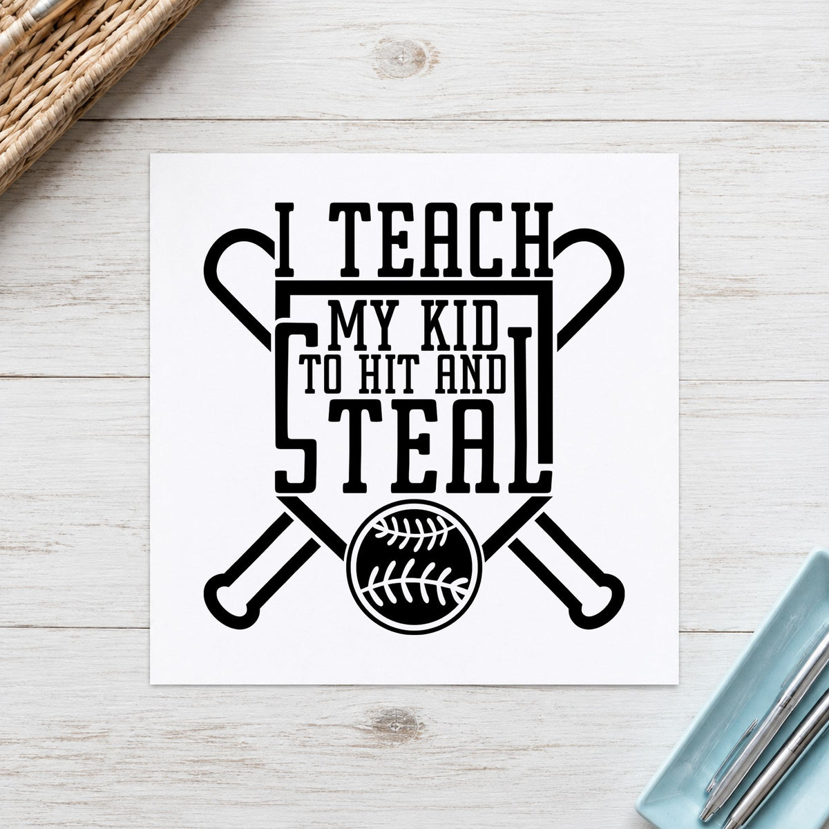 Hit and Steal Shield craft stamp in black ink on cardstock, an easy option for team crest banners.