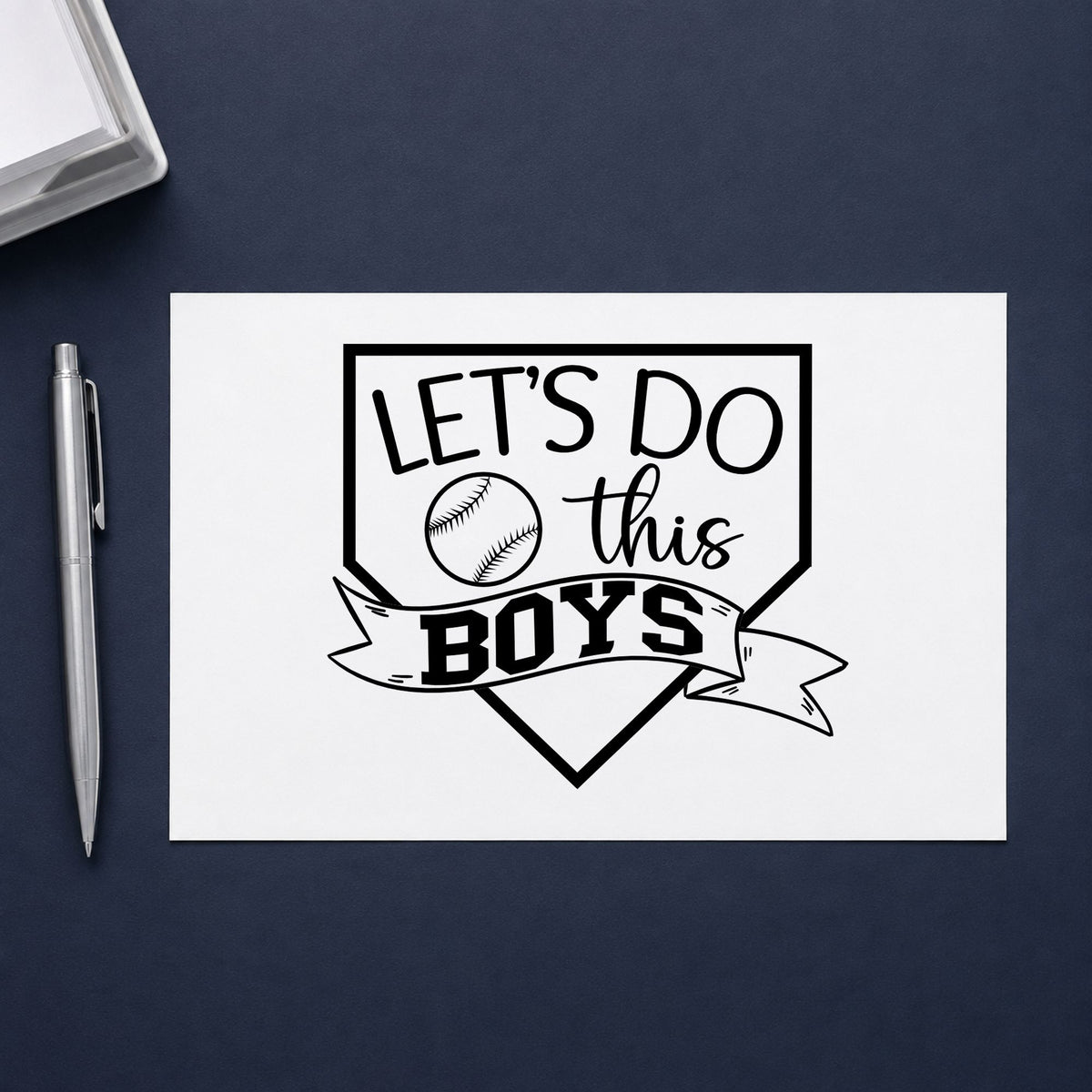 Let's Do This Boys Pennant rubber stamp printed in black ink, ready for season scrapbook openers and similar paper crafts.