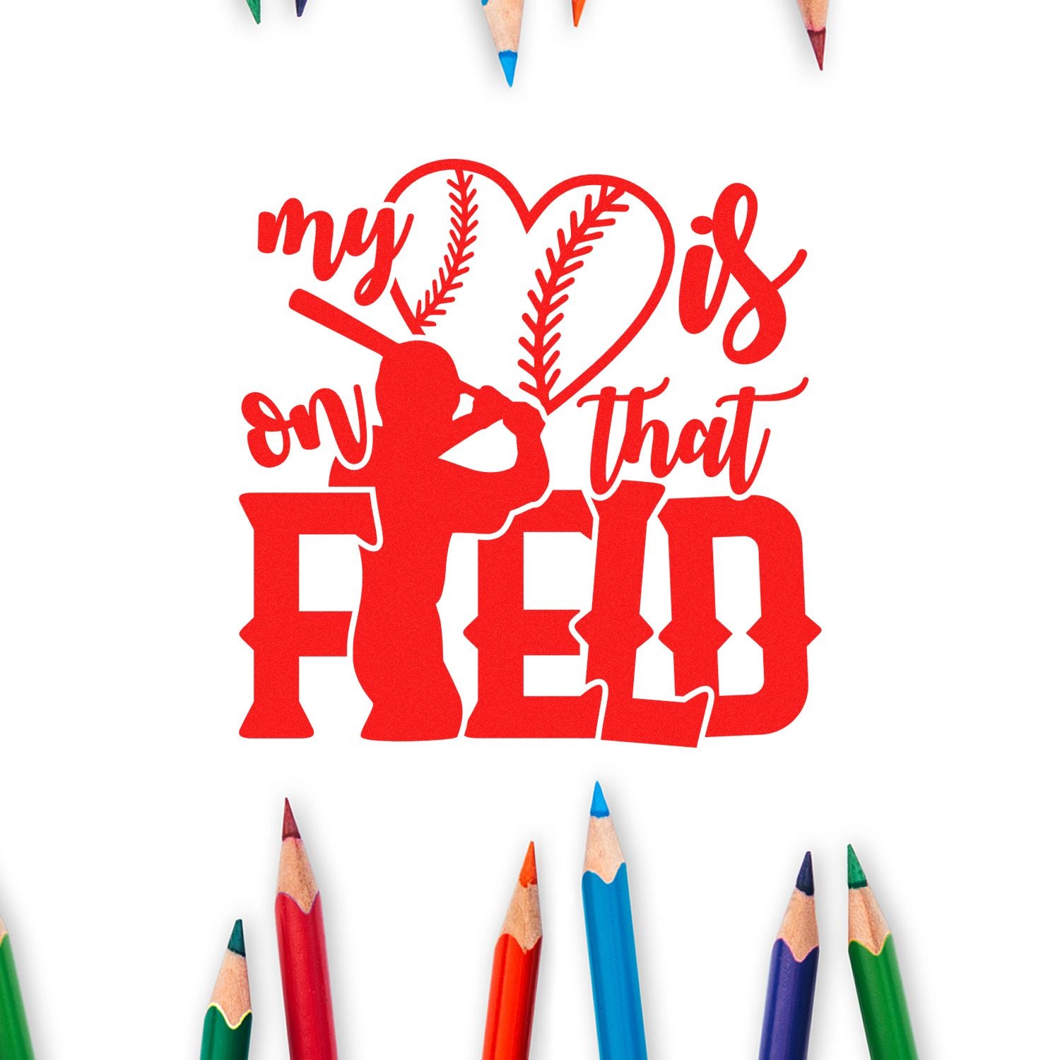 Self-Inking Baseball Heart Greeting Card Stamp