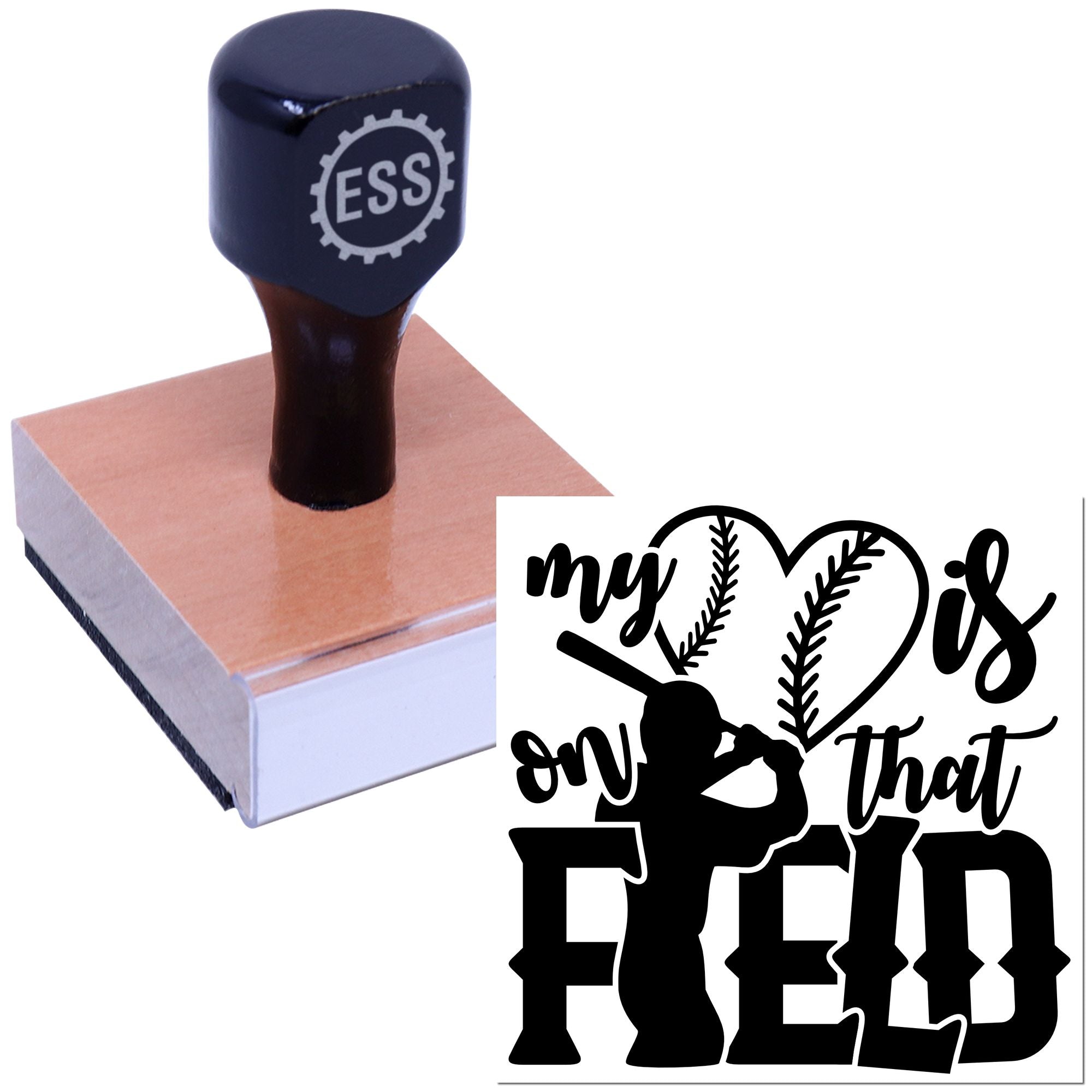 Heart On Field Note Card Rubber Stamp