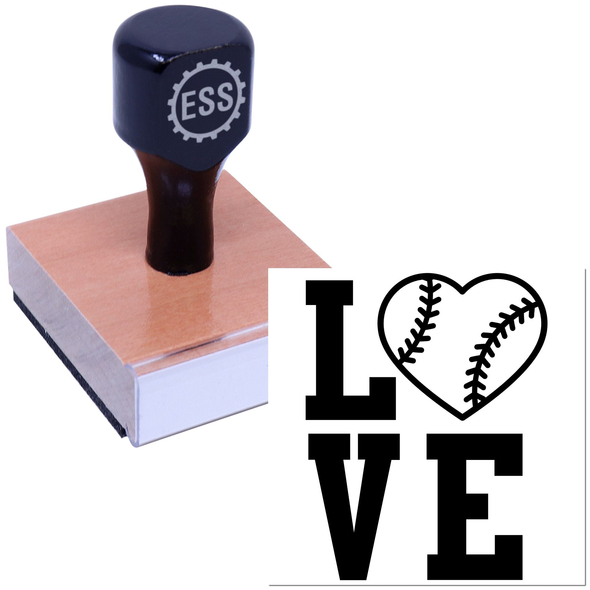 Baseball Heart Love Tag Rubber Stamp