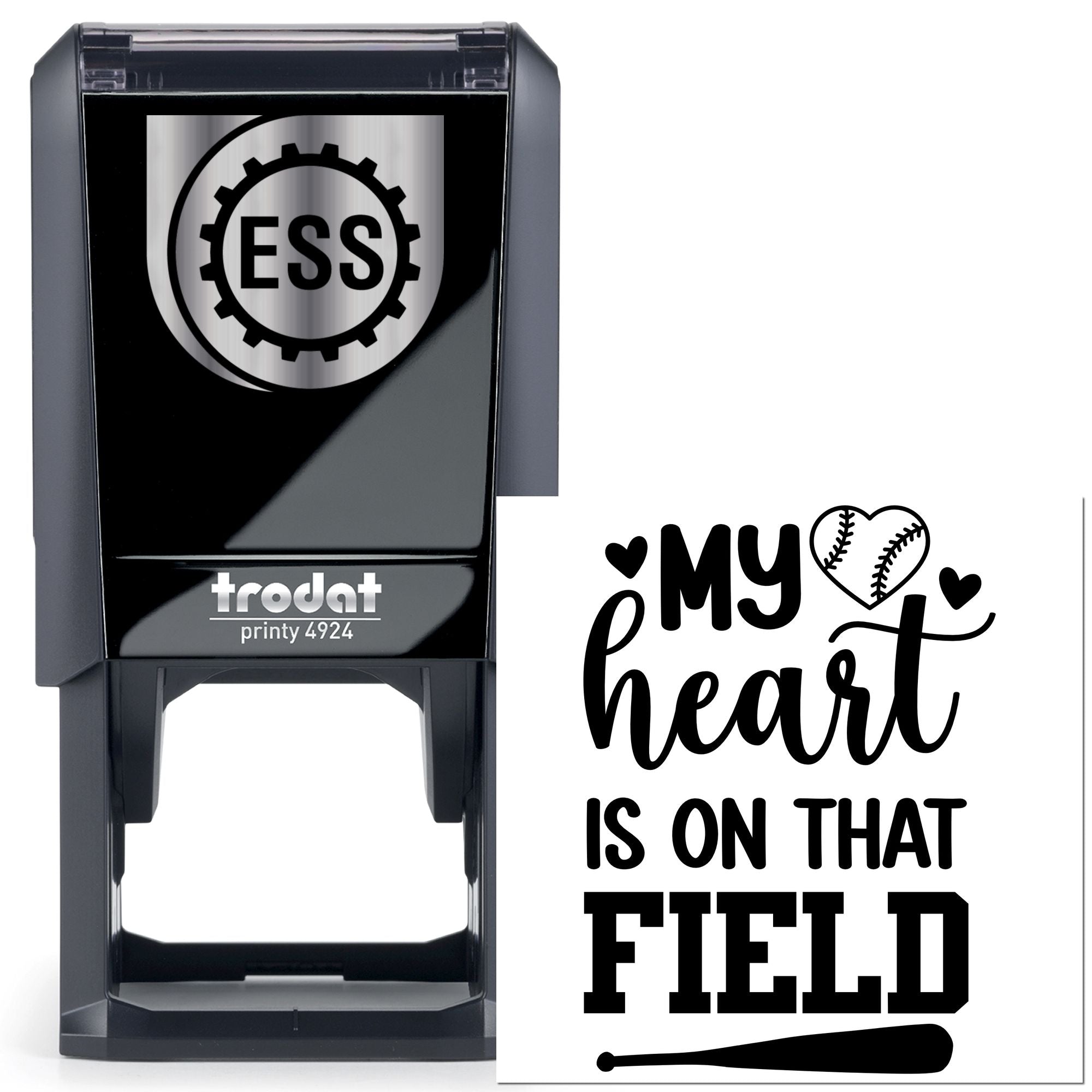 Self-Inking Baseball Heart Tag Stamp