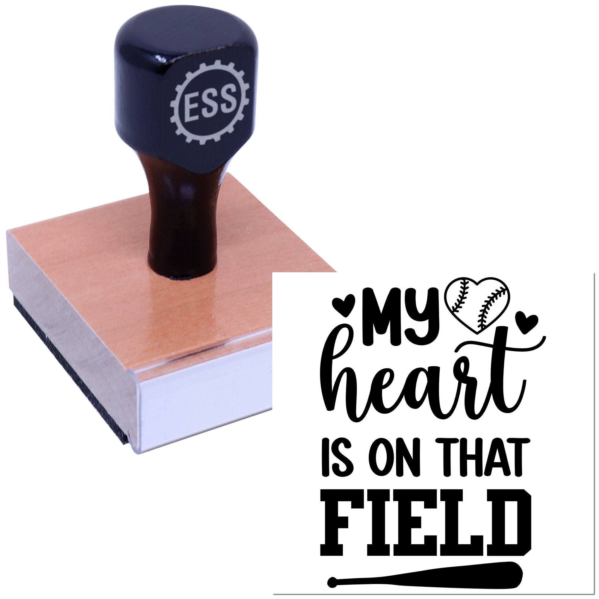 Diamond Heart Field Favor Tag Rubber Stamp