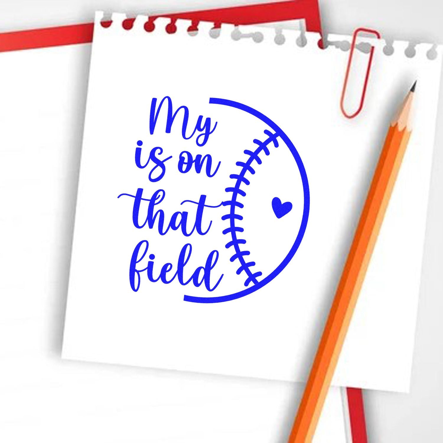 Self-Inking Baseball Field Favor Tag Stamp