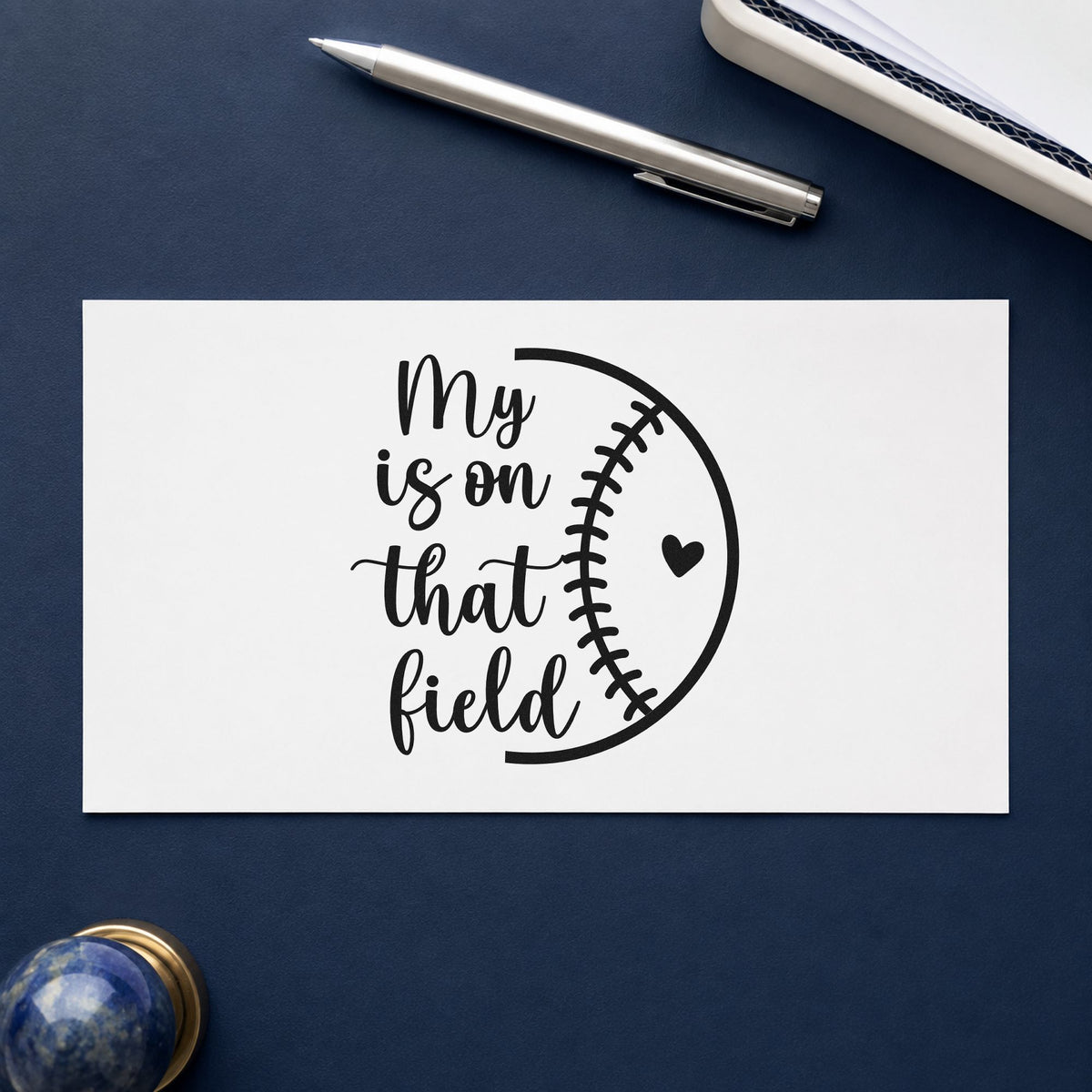Heart on the Field Half Ball rubber stamp printed in black ink, ready for fill-in heart crafts and similar paper crafts.
