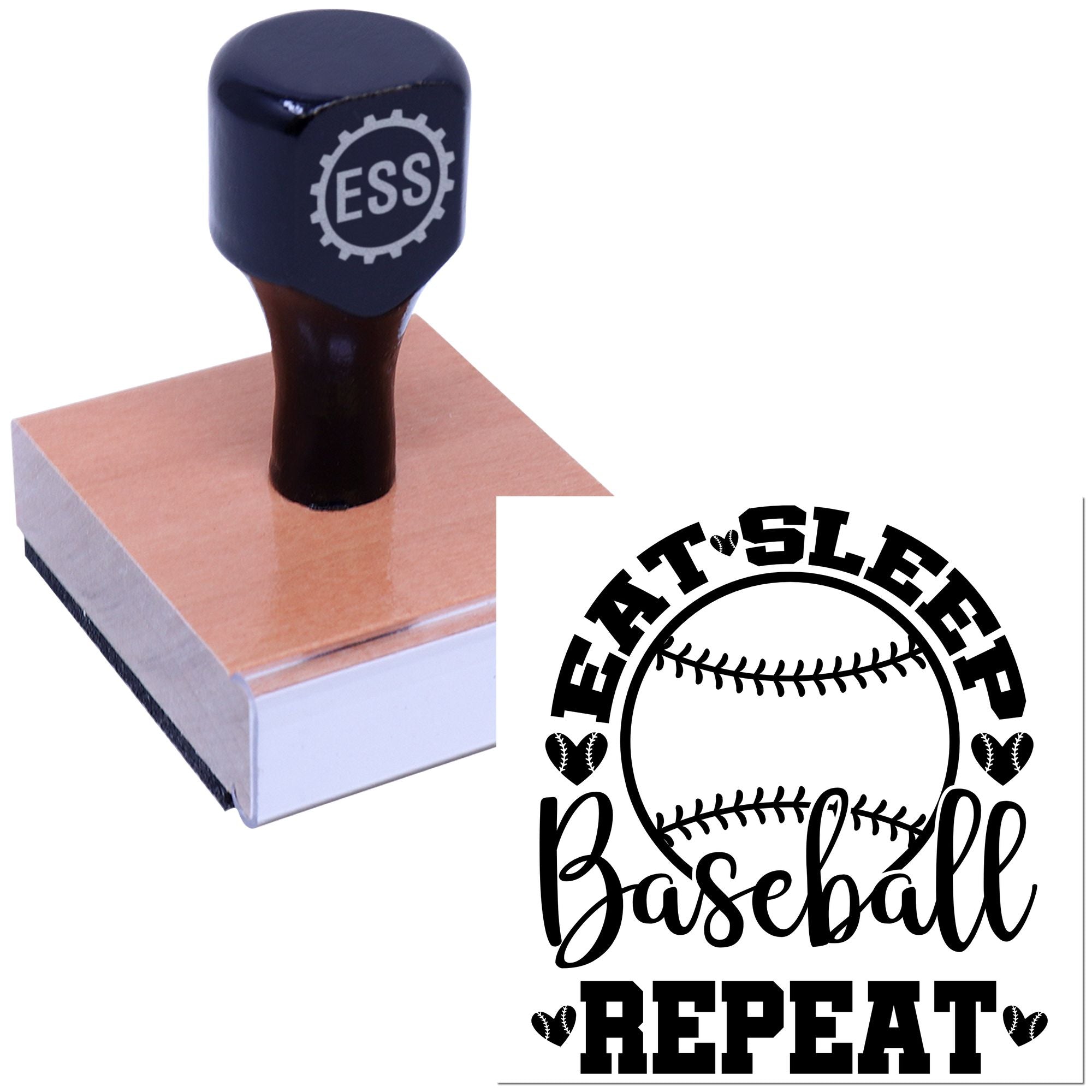 Eat Sleep Baseball Card Rubber Stamp