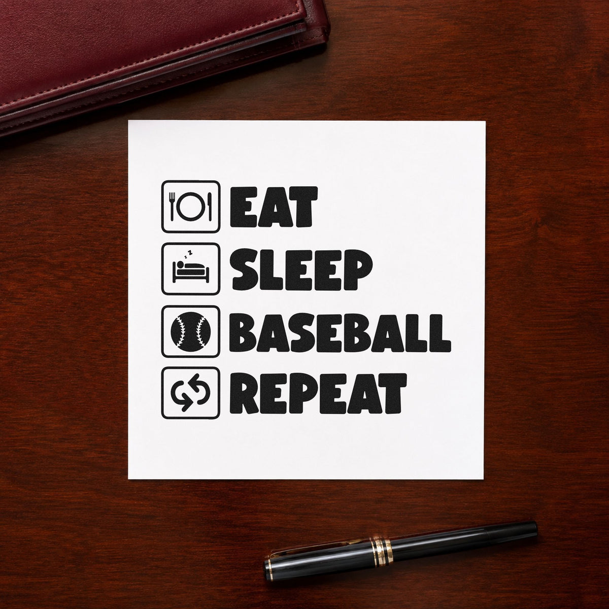 Baseball Routine Icons craft stamp in black ink on cardstock, an easy option for chore chart headers.