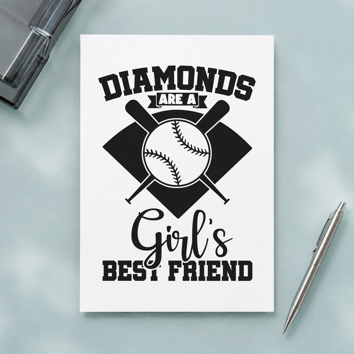 Diamonds Are a Girl's Best Friend rubber stamp printed in black ink, ready for jewelry gift tags and similar paper crafts.