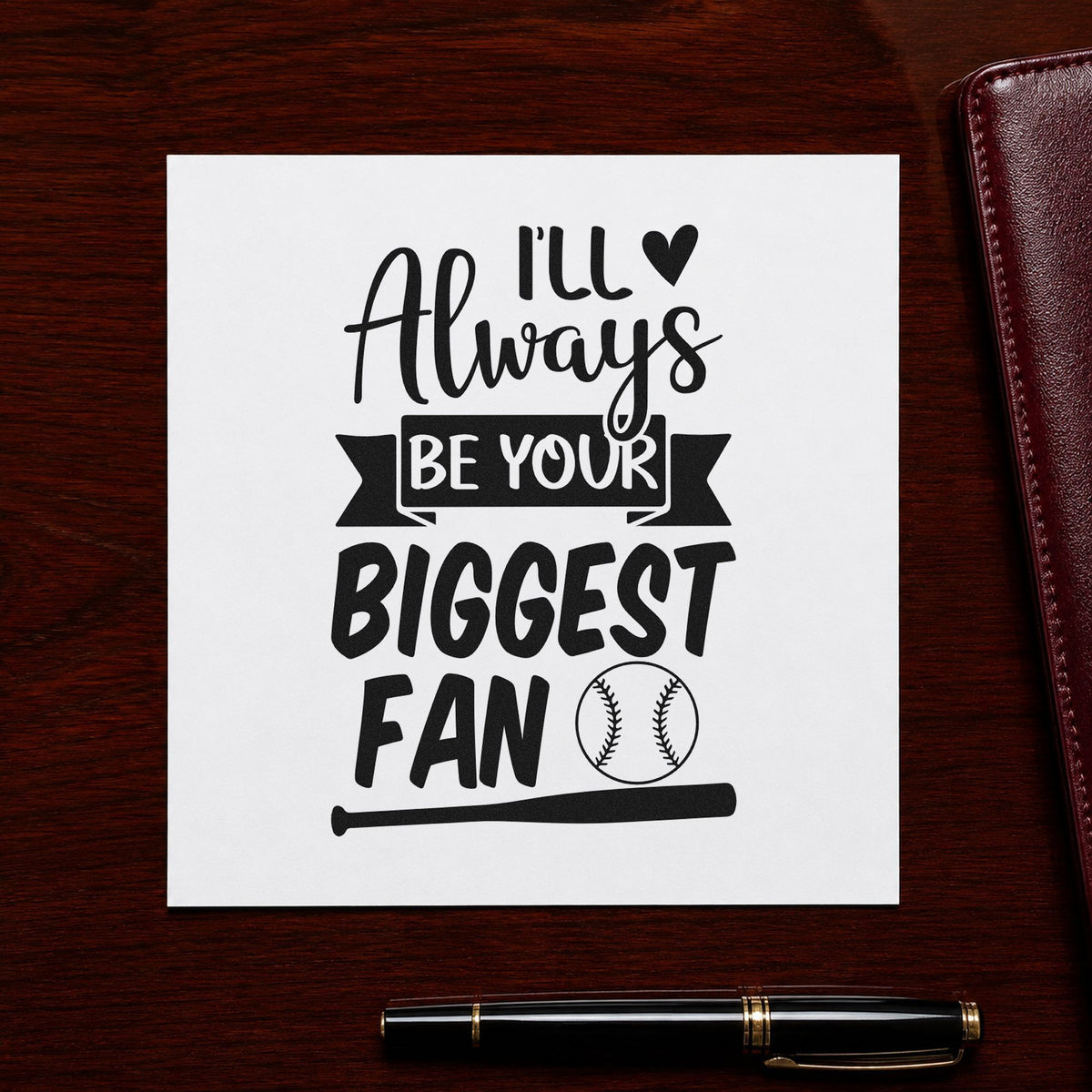 Always Your Biggest Fan craft stamp in black ink on cardstock, an easy option for grandparent mailings.
