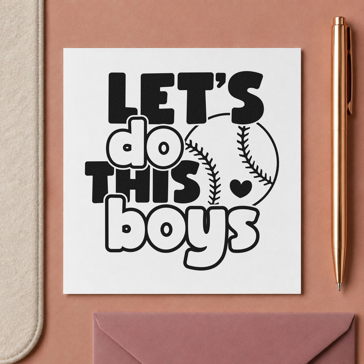 Let's Do This Boys Baseball craft stamp in black ink on cardstock, an easy option for dugout banner stamping.