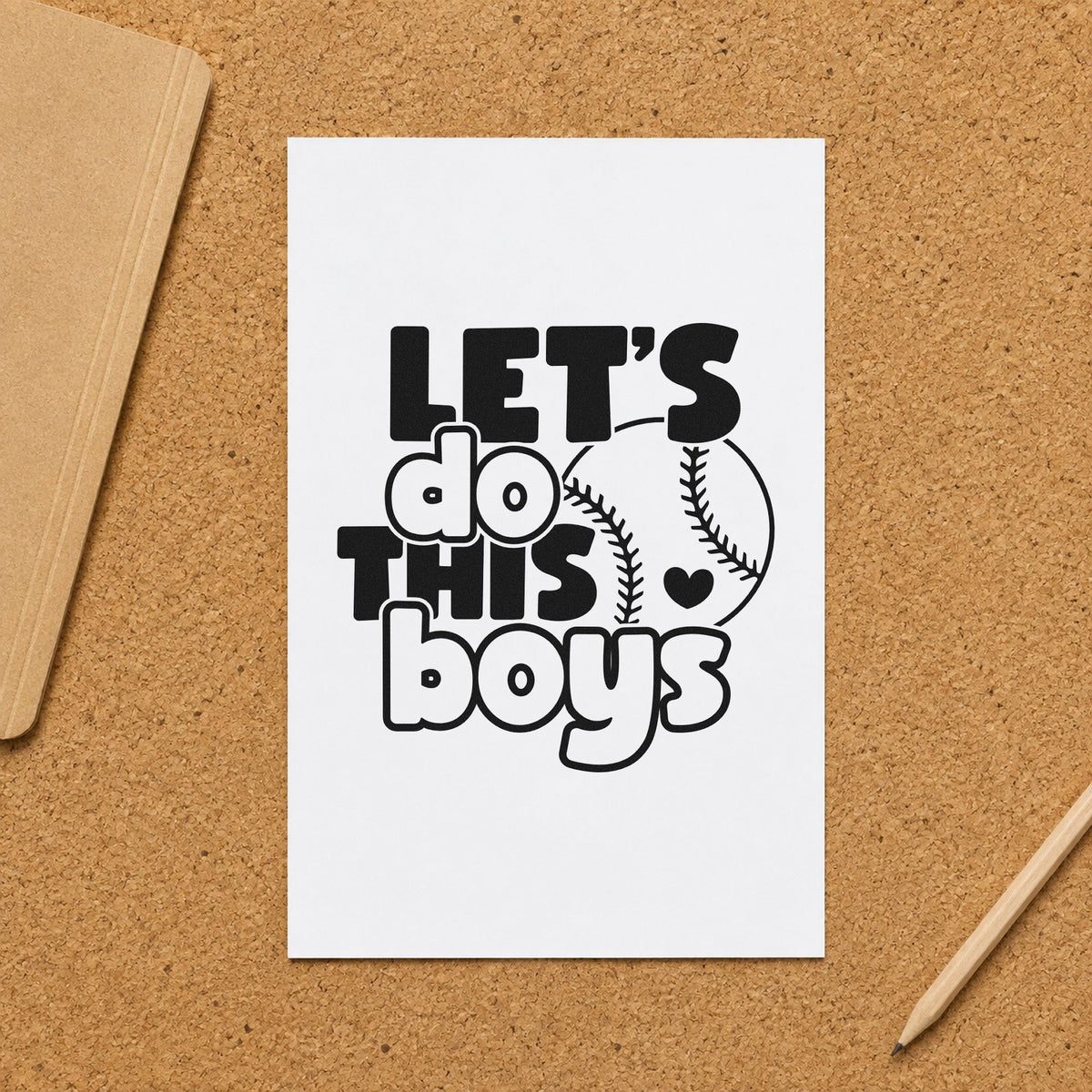 Let's Do This Boys Baseball rubber stamp printed in black ink, ready for scrapbook openers and similar paper crafts.