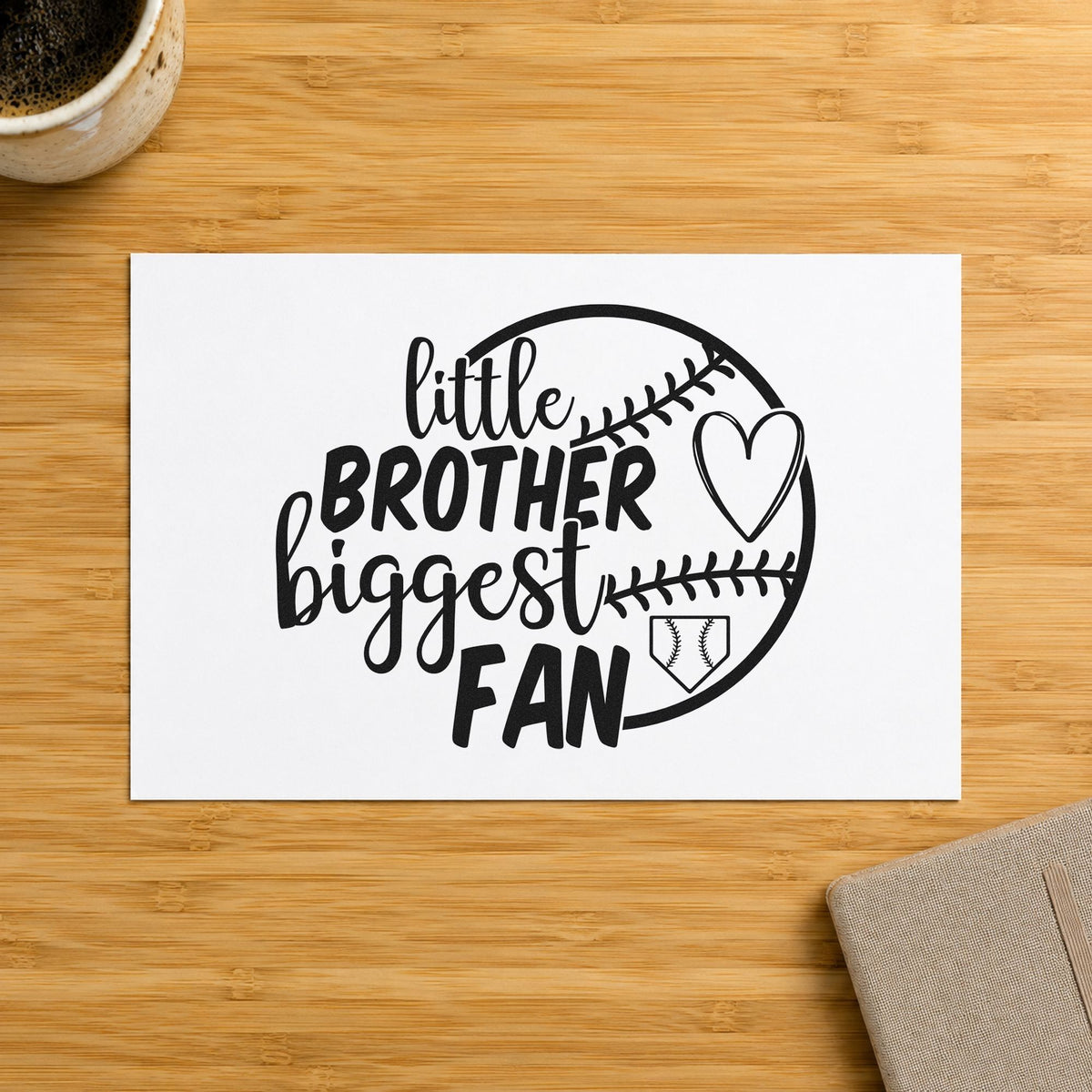 Little Brother Half Ball Fan craft stamp in black ink on cardstock, an easy option for scrapbook corner accents.