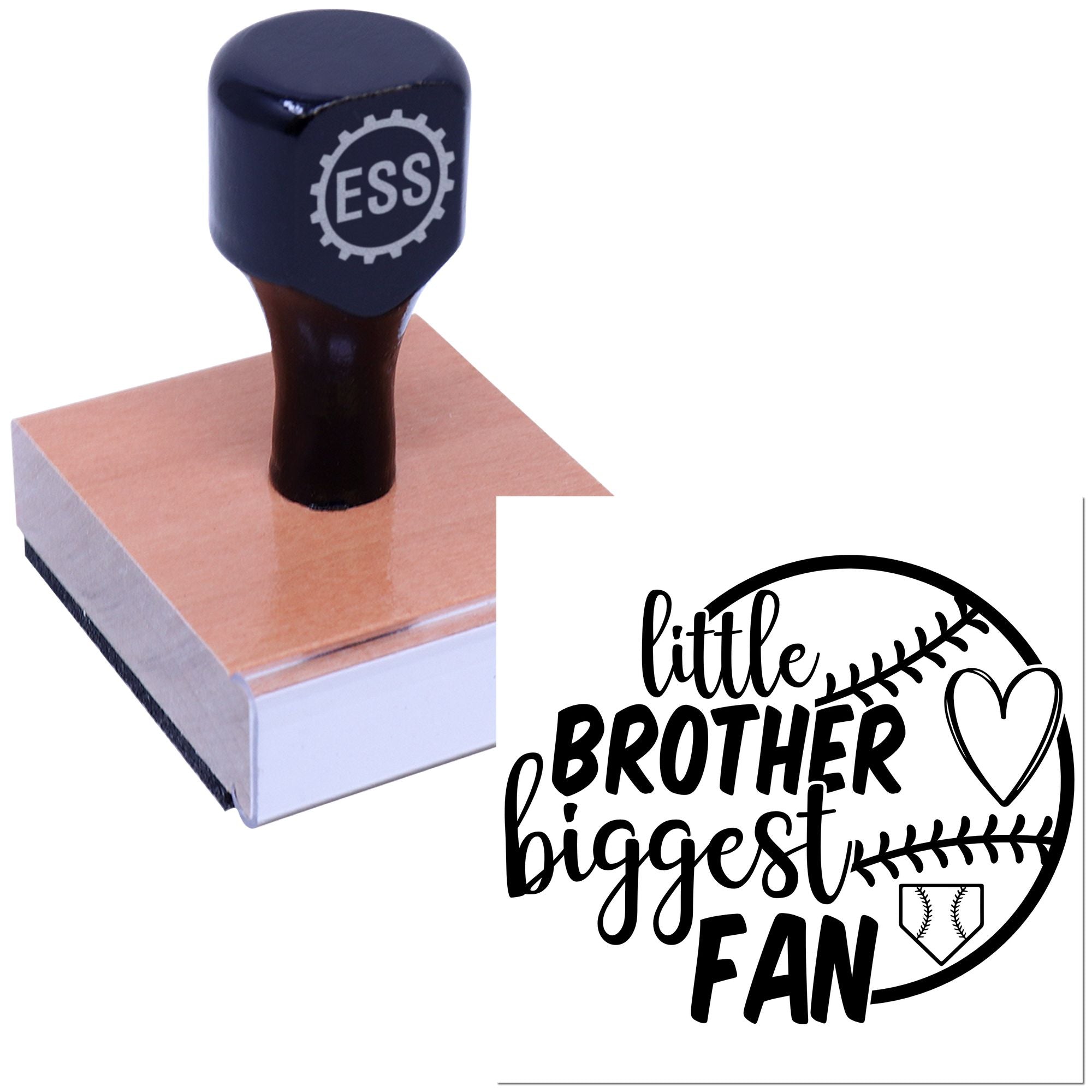 Little Brother Fan Party Favor Rubber Stamp