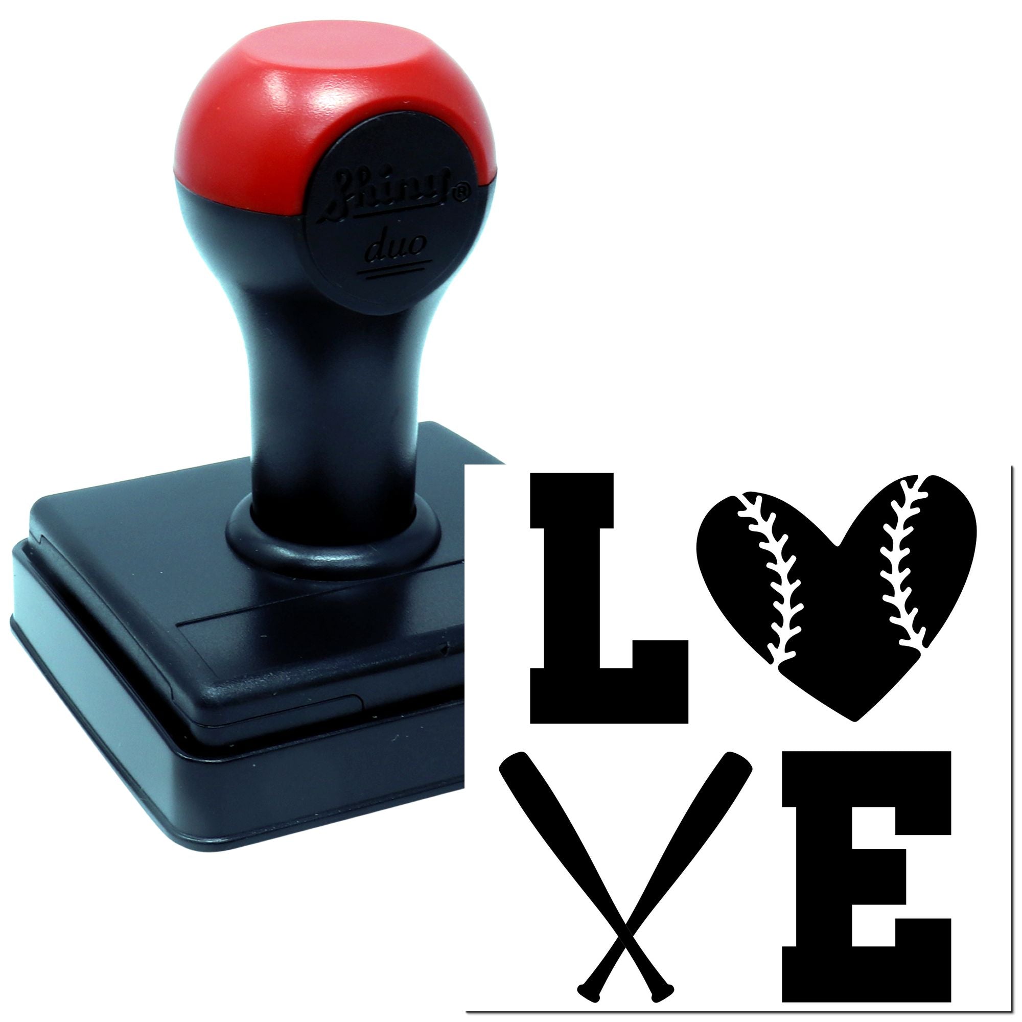 Duo Love Heart Baseball Crossed Bats Hand Stamp