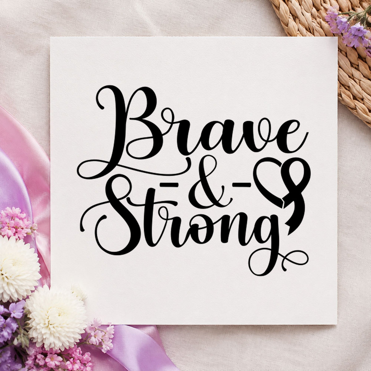 Brave and Strong rubber stamp printed in black ink, ready for walk team tees and similar paper crafts.