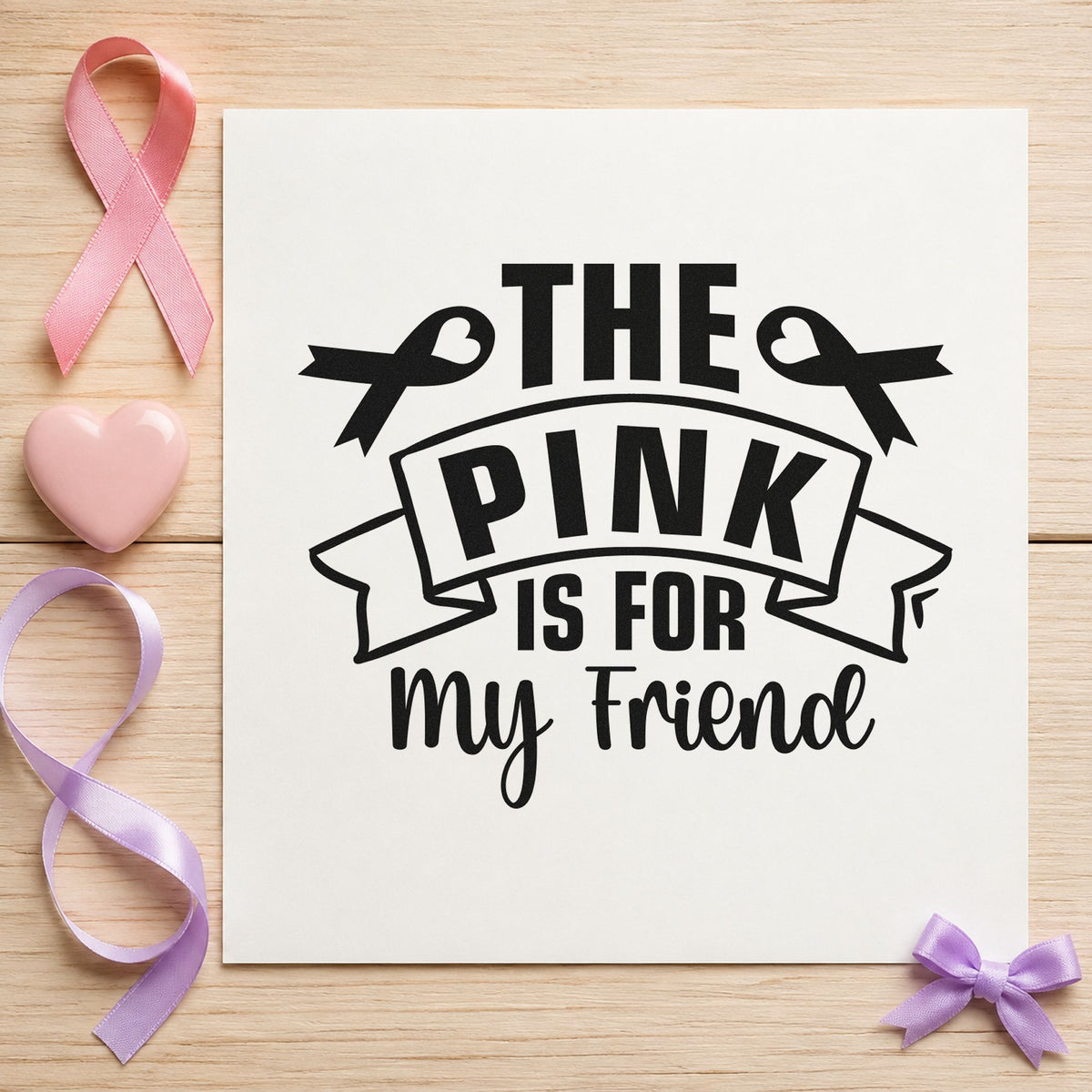 Pink Is for My Friend rubber stamp printed in black ink, ready for scrapbook friend pages and similar paper crafts.
