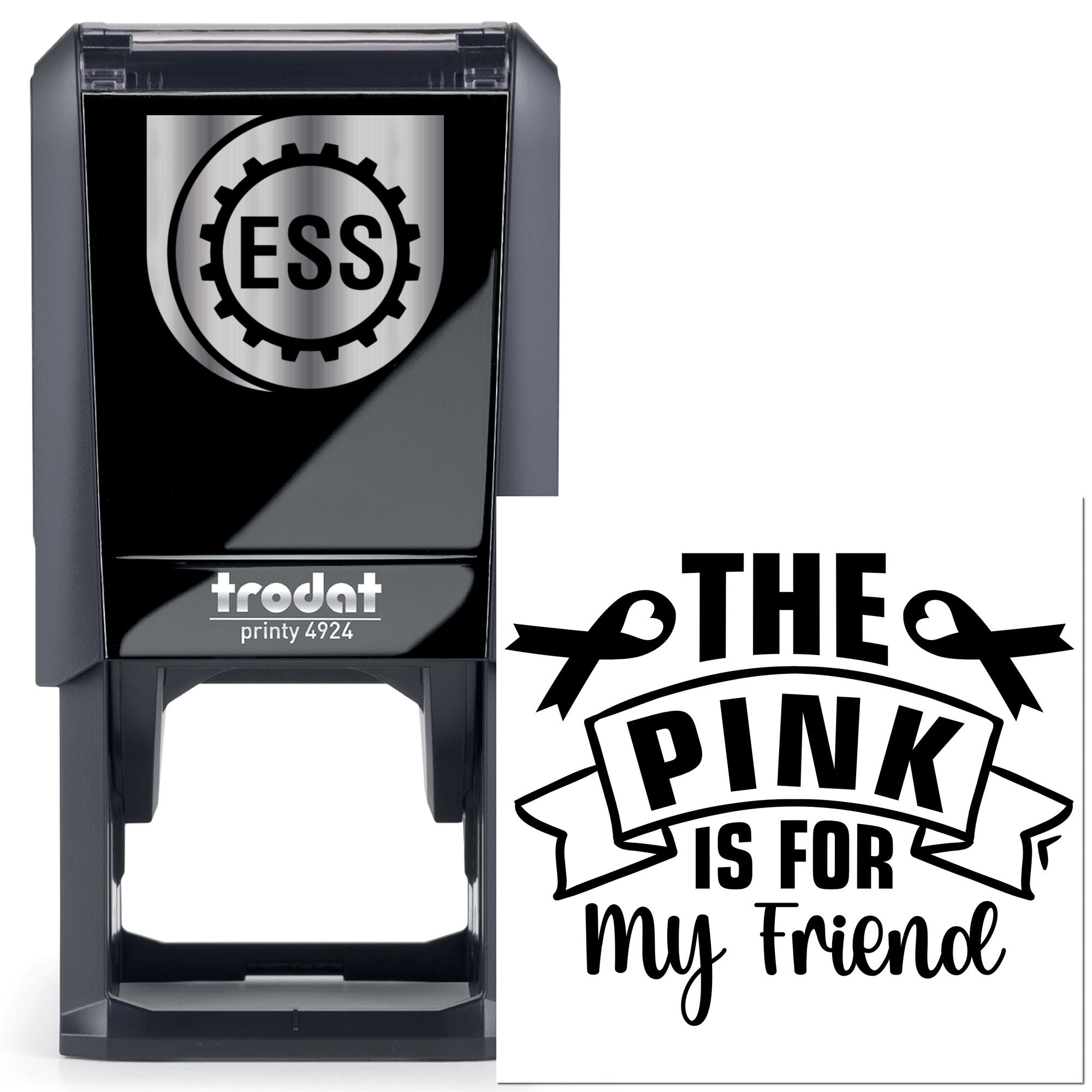 Self-Inking Pink Ribbon Greeting Card Stamp