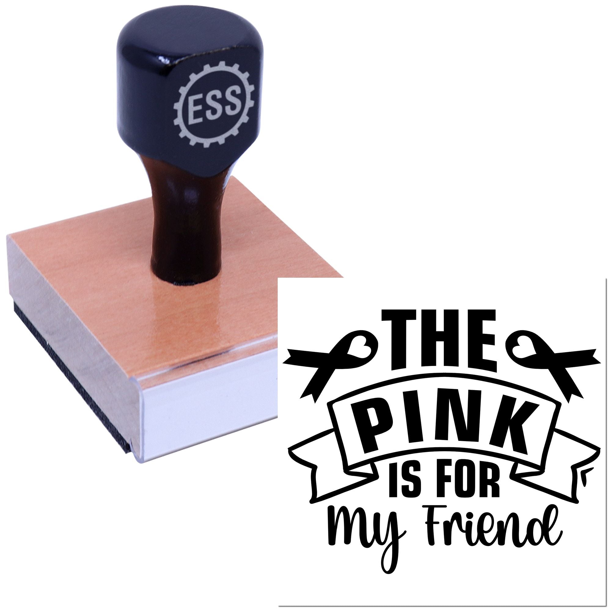 Breast Cancer Support Note Card Rubber Stamp