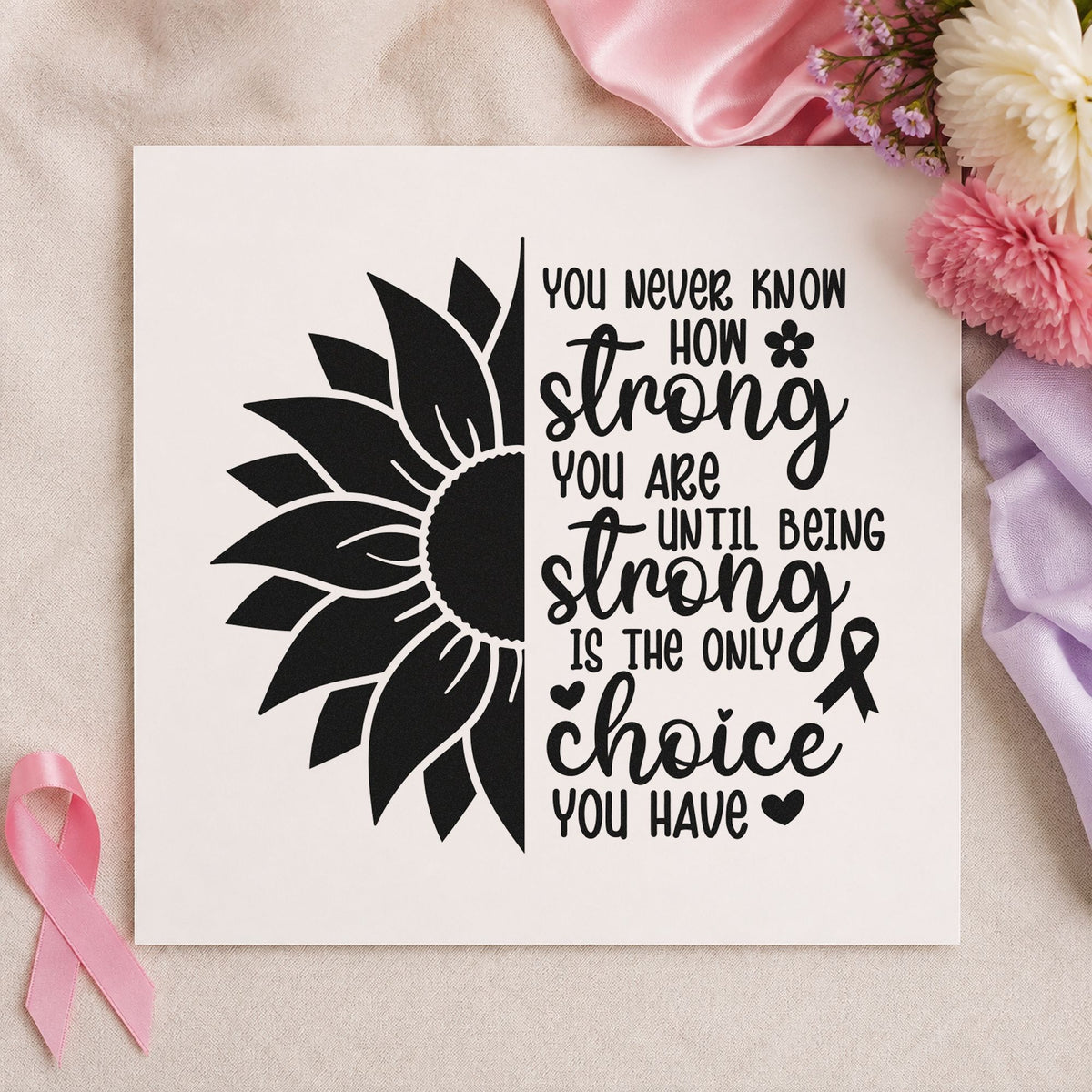 Strong Is the Only Choice craft stamp imprint in black ink on a handmade project, one idea being framed quote art.