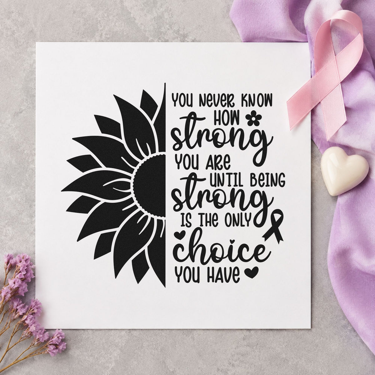 Strong Is the Only Choice rubber stamp printed in black ink, ready for scrapbook survivor pages and similar paper crafts.