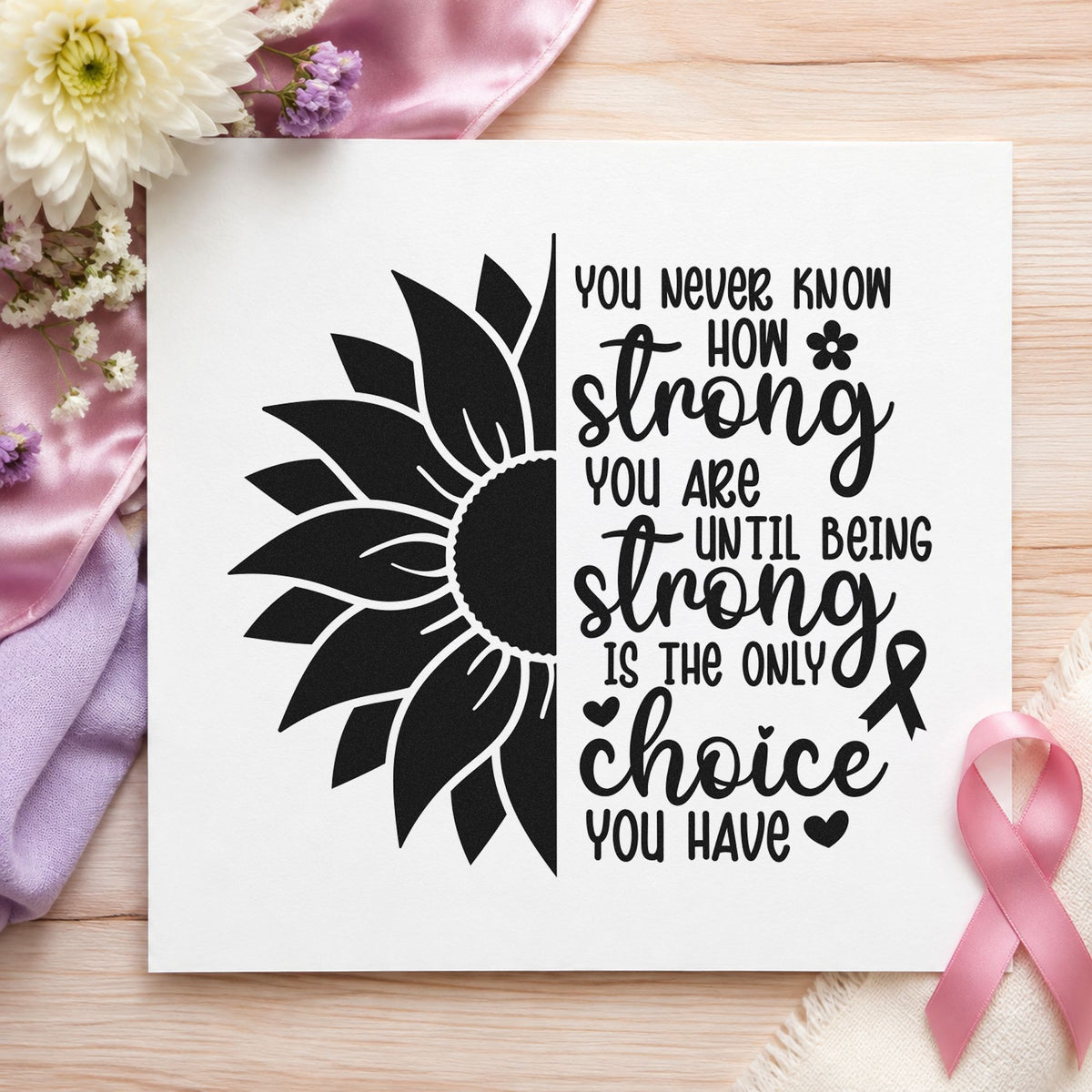 Strong Is the Only Choice rubber stamp printed in black ink, ready for encouragement cards and similar paper crafts.