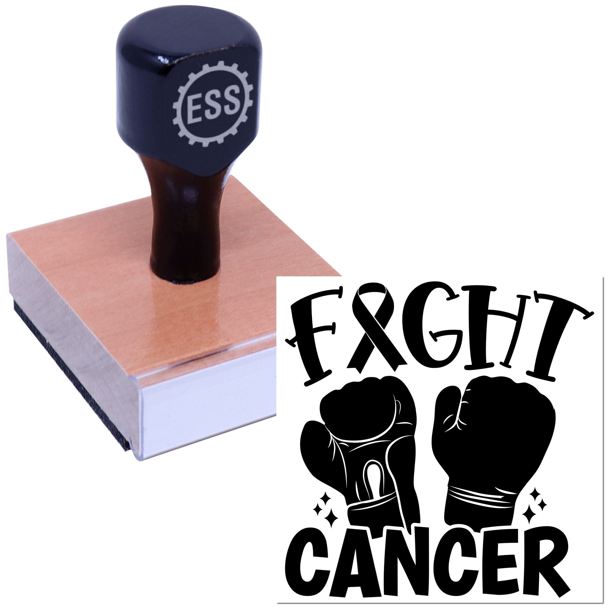 Punch Out Cancer Postcard Rubber Stamp