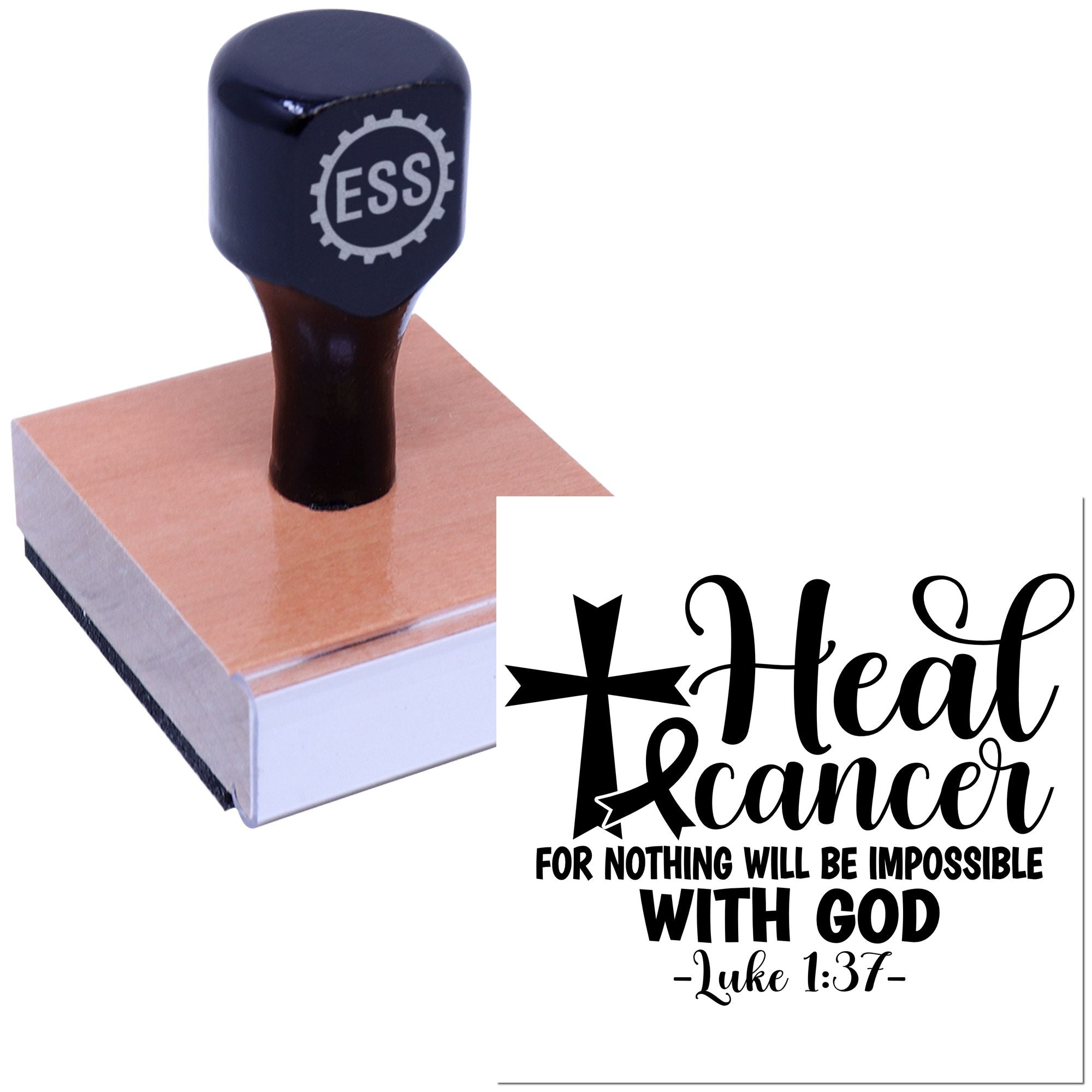 God Heals Cancer Place Card Rubber Stamp
