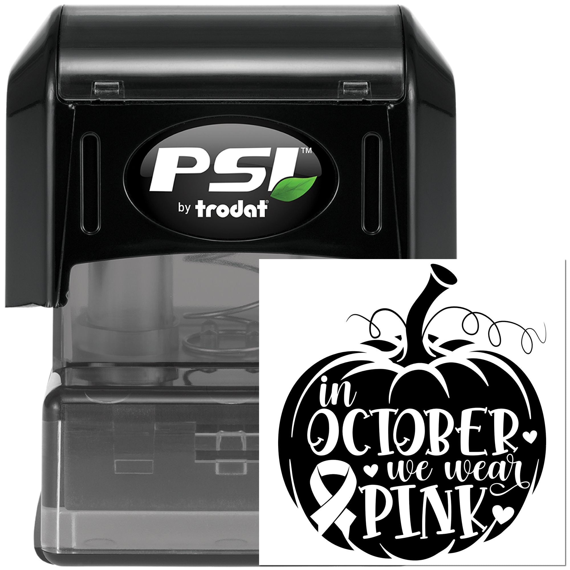 Pre-Inked Pink Ribbon Pumpkin Favor Tag Stamp