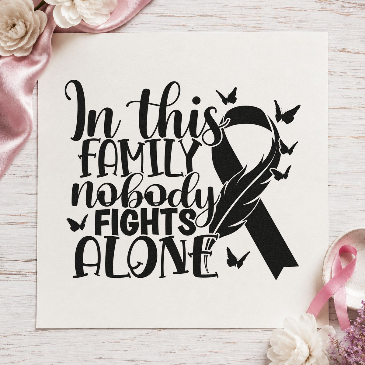 Family Fights Together rubber stamp printed in black ink, ready for scrapbook family pages and similar paper crafts.