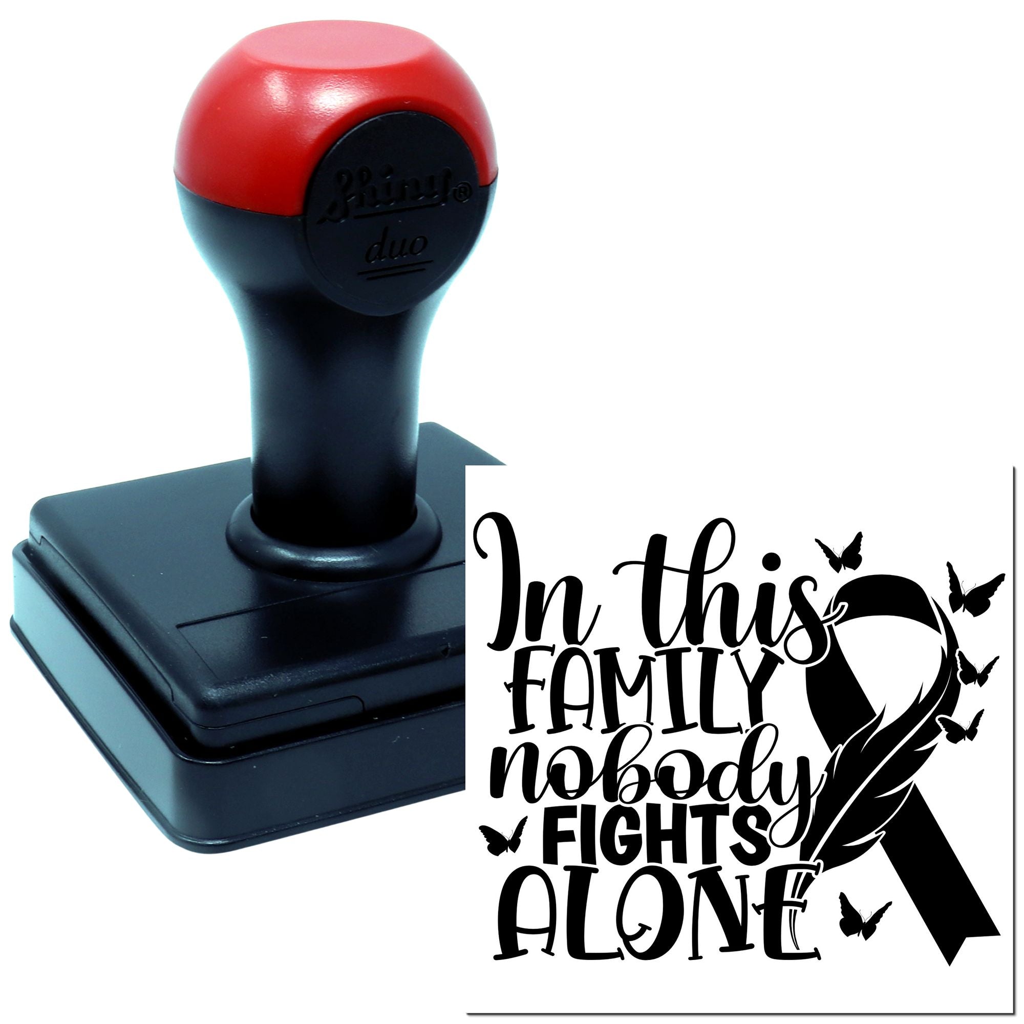 Duo Family United Against Cancer Ribbon Hand Stamp
