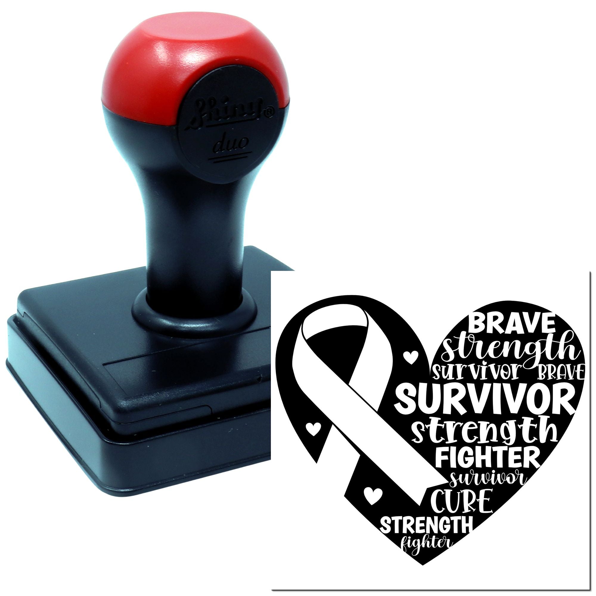 Duo Survivor Strength Ribbon Heart Emblem Hand Stamp
