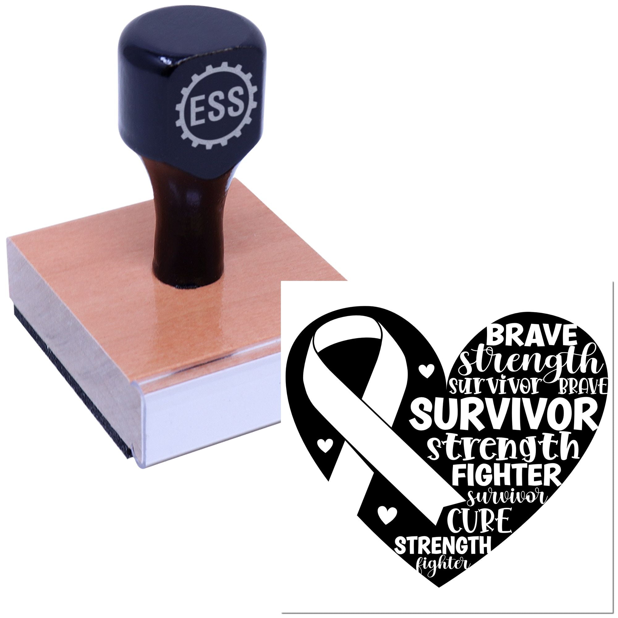 Hope Strength Ribbon Scrapbooking Rubber Stamp