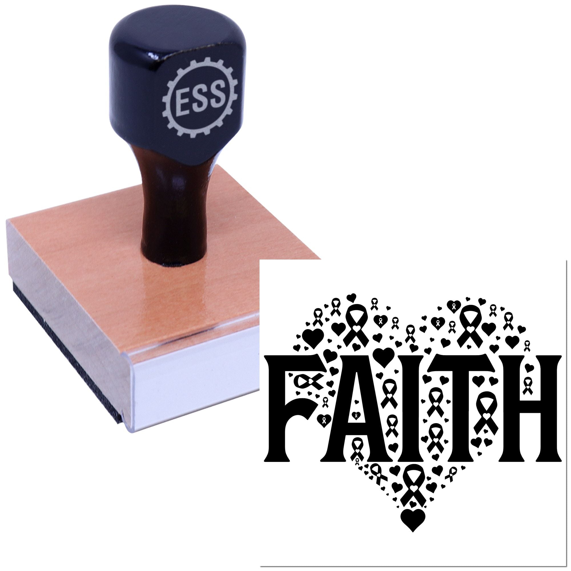 Heart Ribbon Faith Paper Goods Rubber Stamp