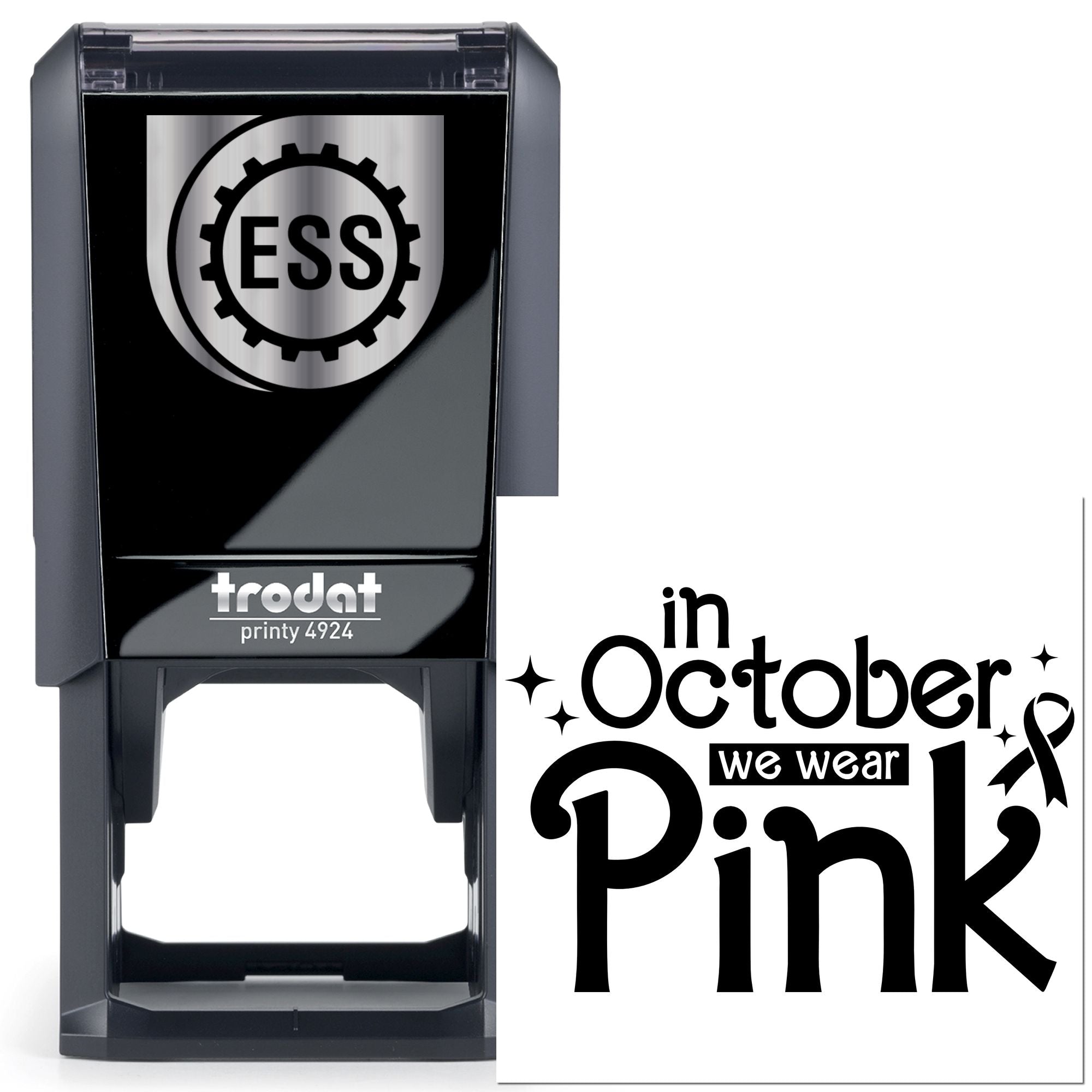 Self-Inking Pink October Paper Goods Stamp