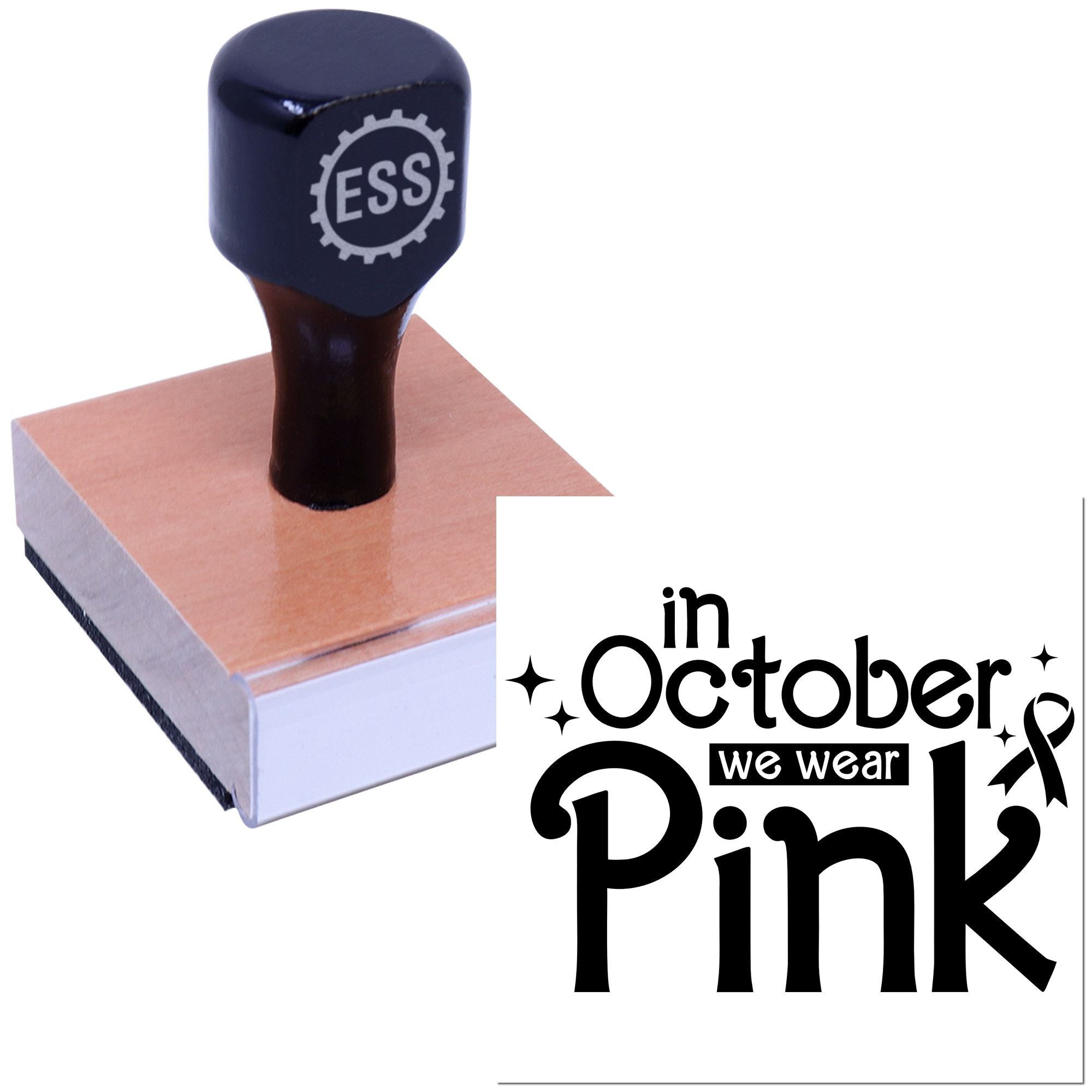 Pink October Awareness Greeting Card Rubber Stamp