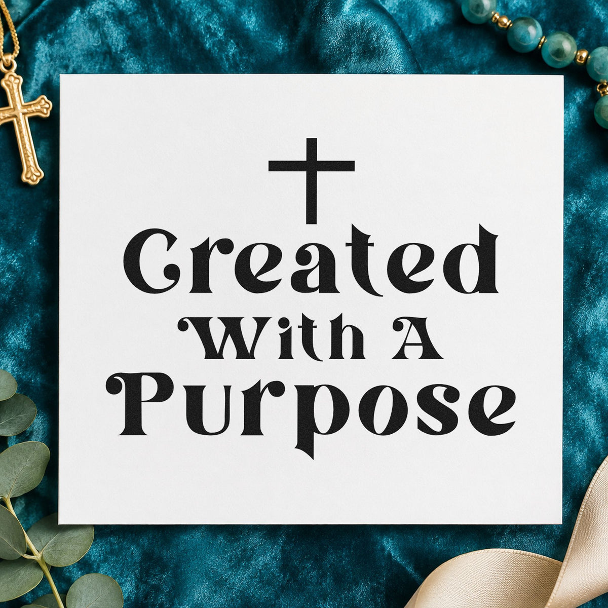 Created with a Purpose rubber stamp printed in black ink, ready for graduation cards and similar paper crafts.