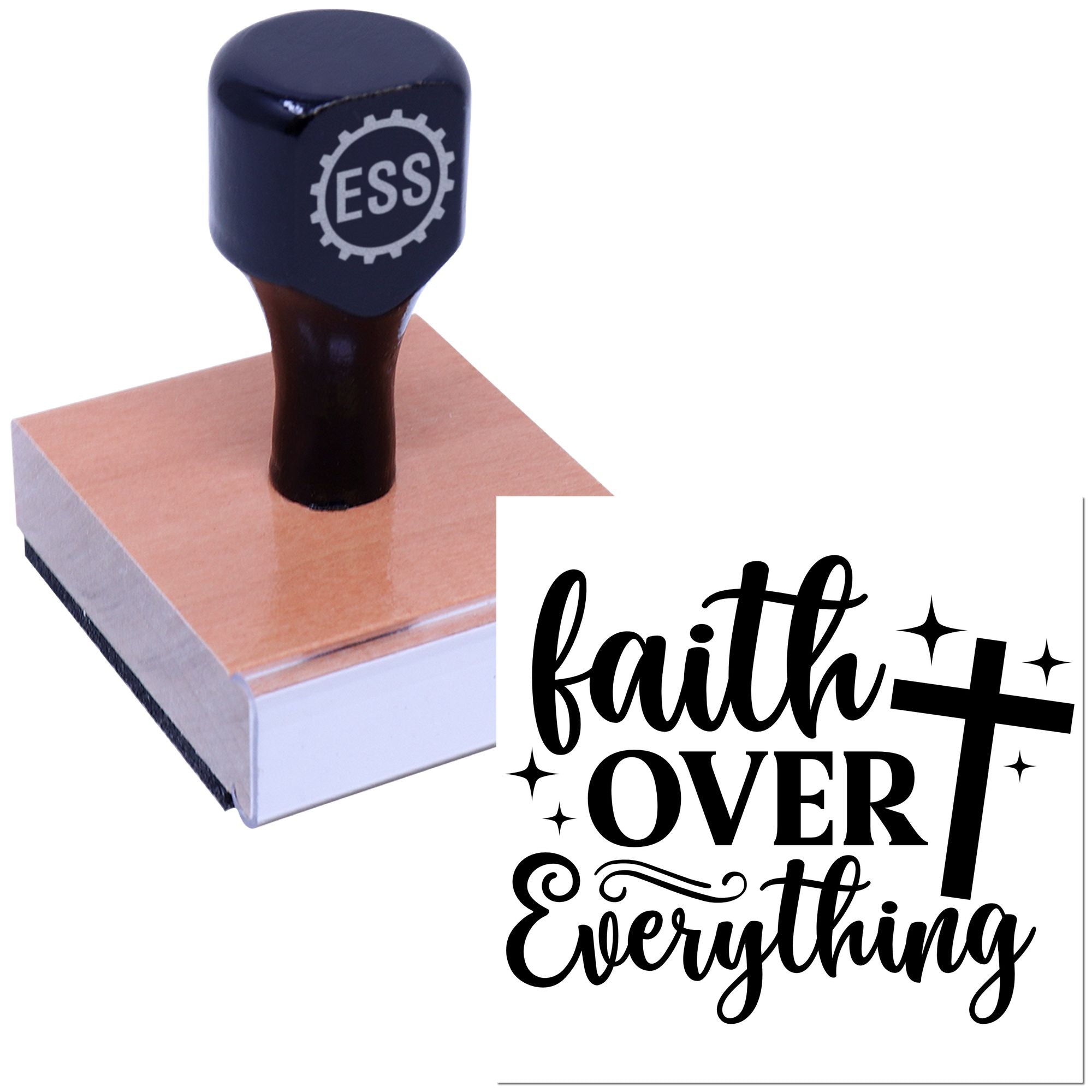 Faith Conquers All Postcard Rubber Stamp