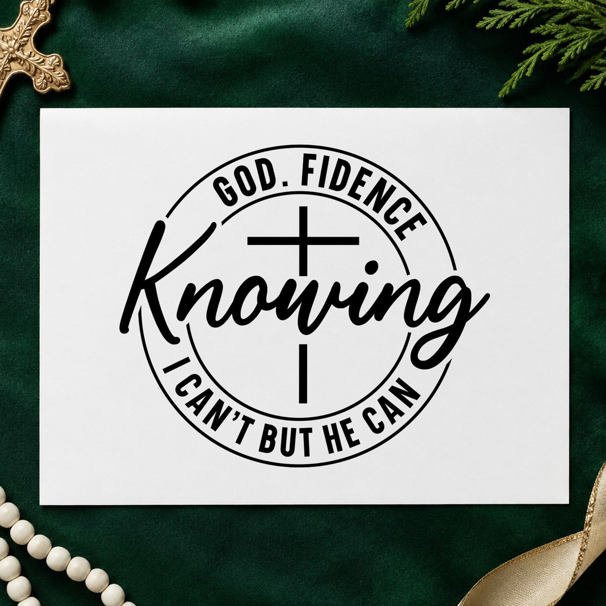 Godfidence Knowing He Can rubber stamp printed in black ink, ready for confidence cards and similar paper crafts.