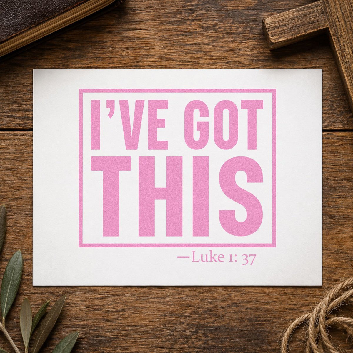 I've Got This craft stamp in purple ink on cardstock, an easy option for graduation gifts.