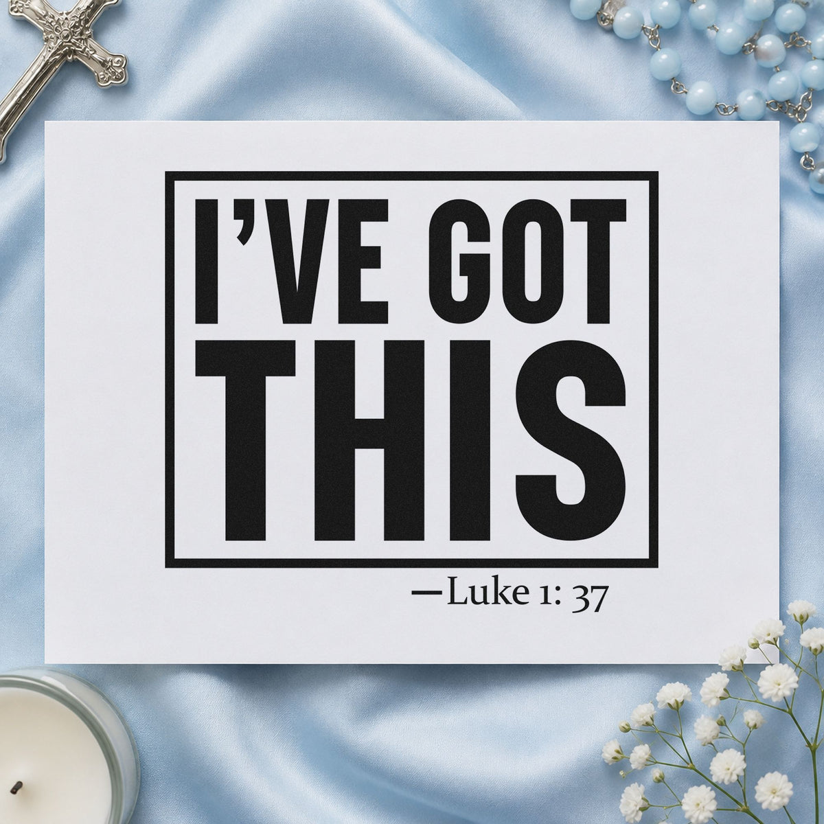 I've Got This rubber stamp printed in black ink, ready for confidence cards and similar paper crafts.