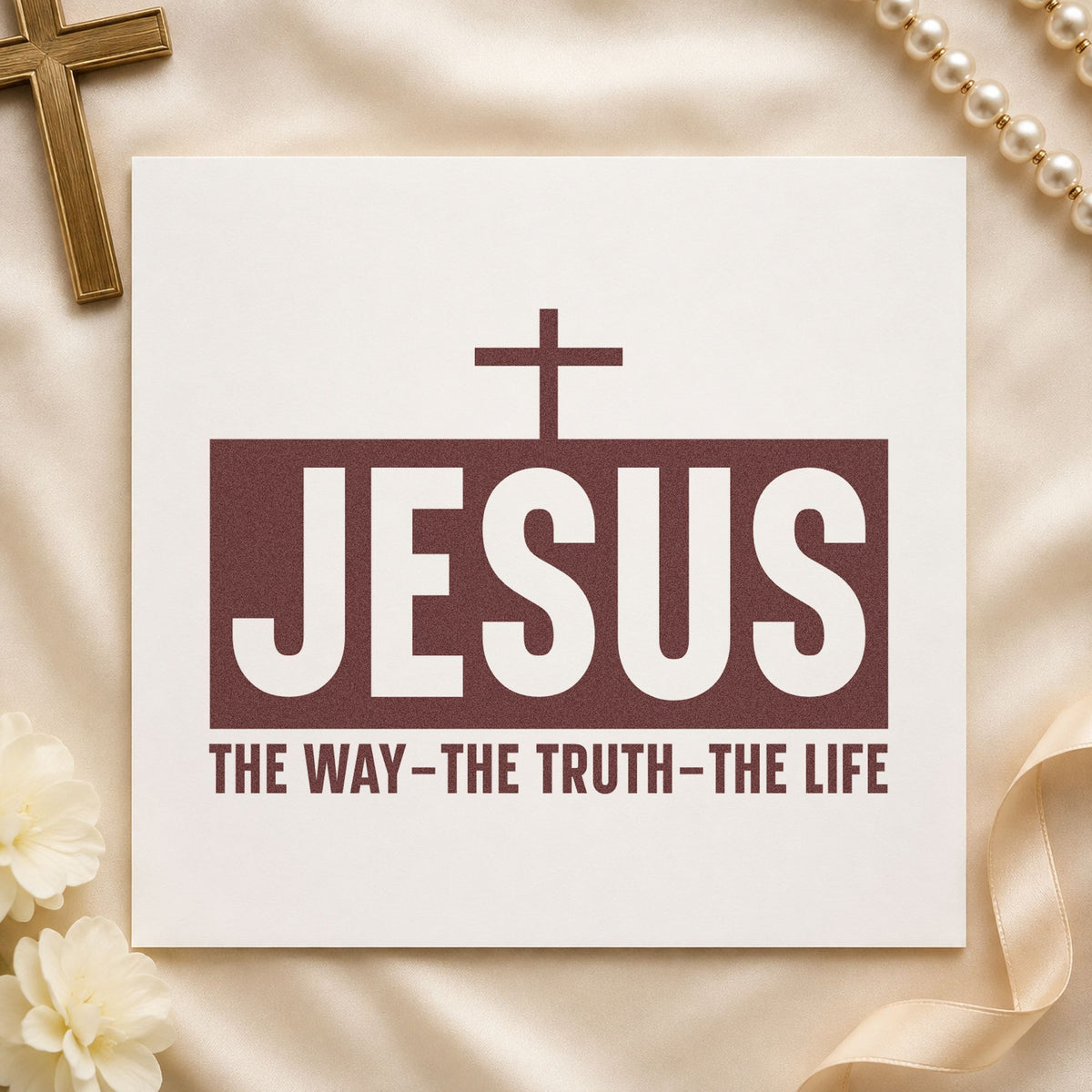 Jesus the Way Truth Life rubber stamp printed in brown ink, ready for scrapbook title blocks and similar paper crafts.