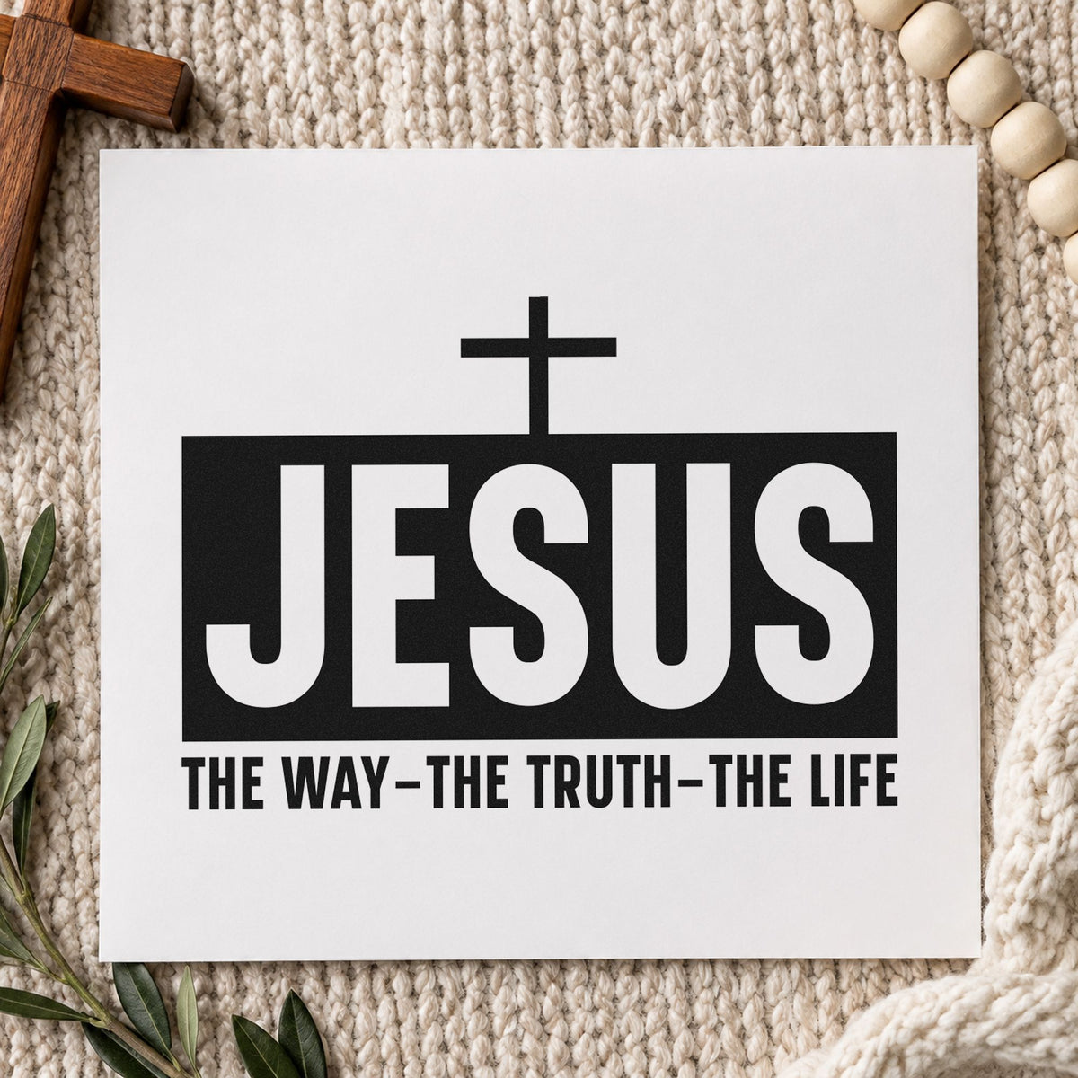 Jesus the Way Truth Life rubber stamp printed in black ink, ready for bold faith cards and similar paper crafts.