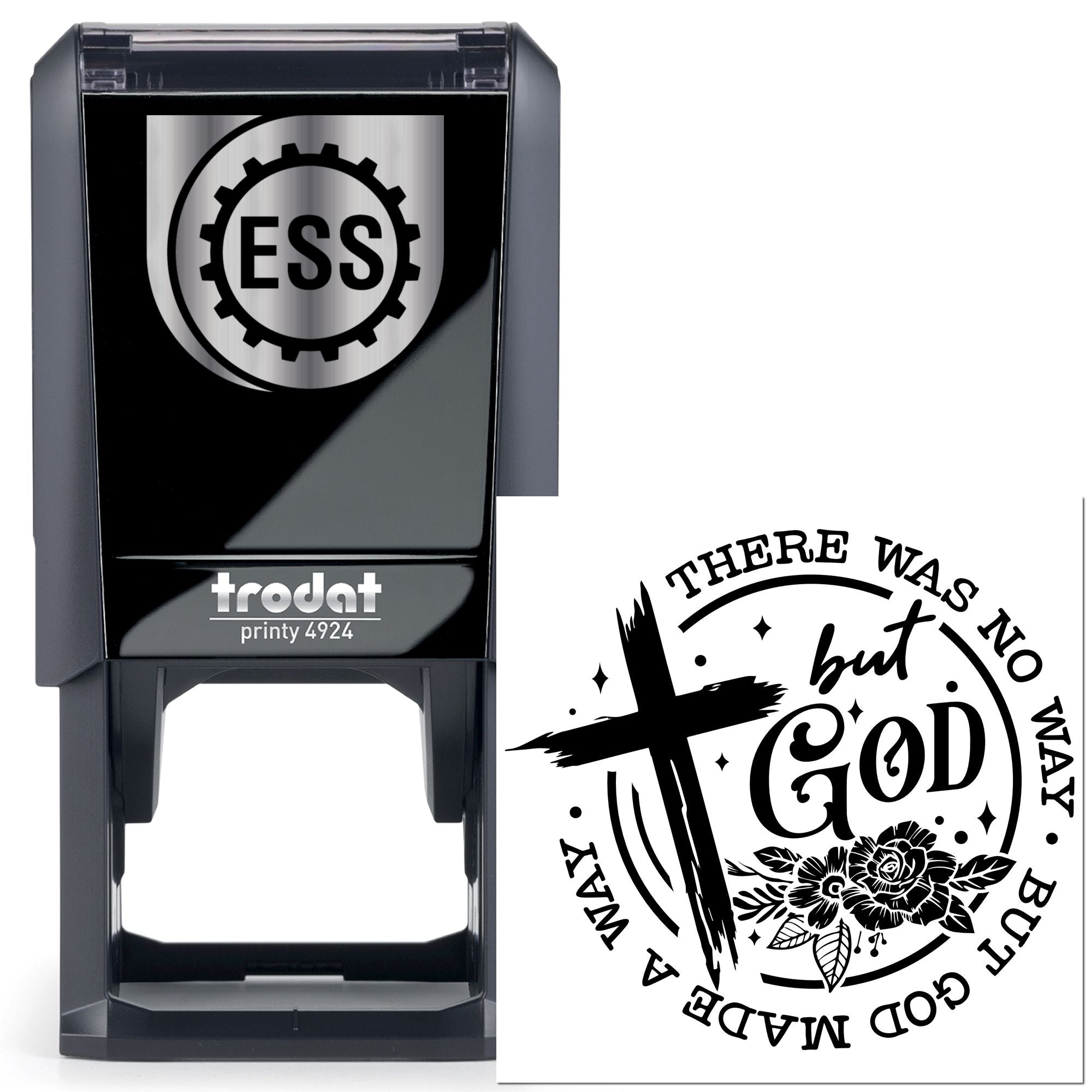 Self-Inking Floral Cross Paper Goods Stamp