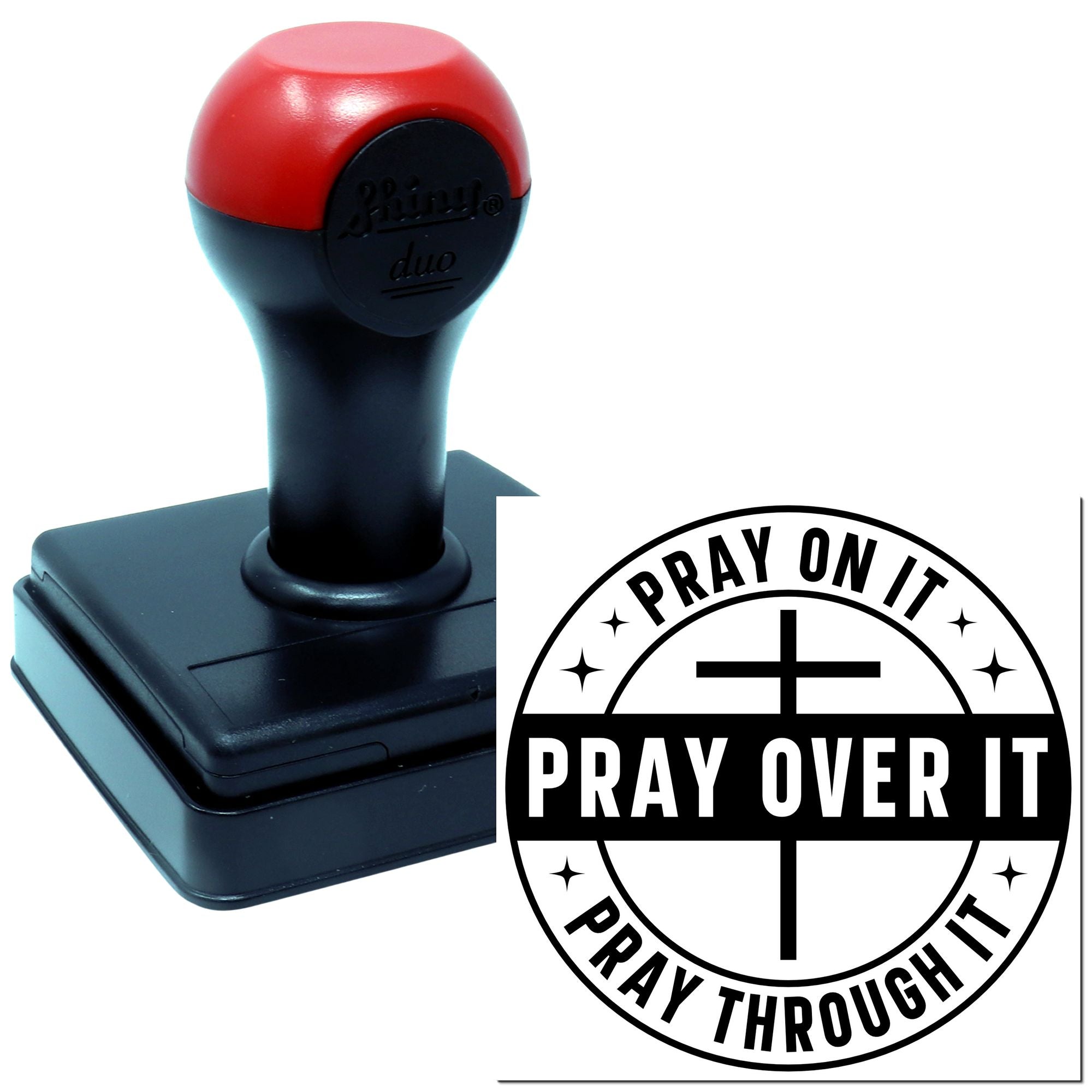 Duo Bold Cross Prayer Circle Emblem Hand Stamp