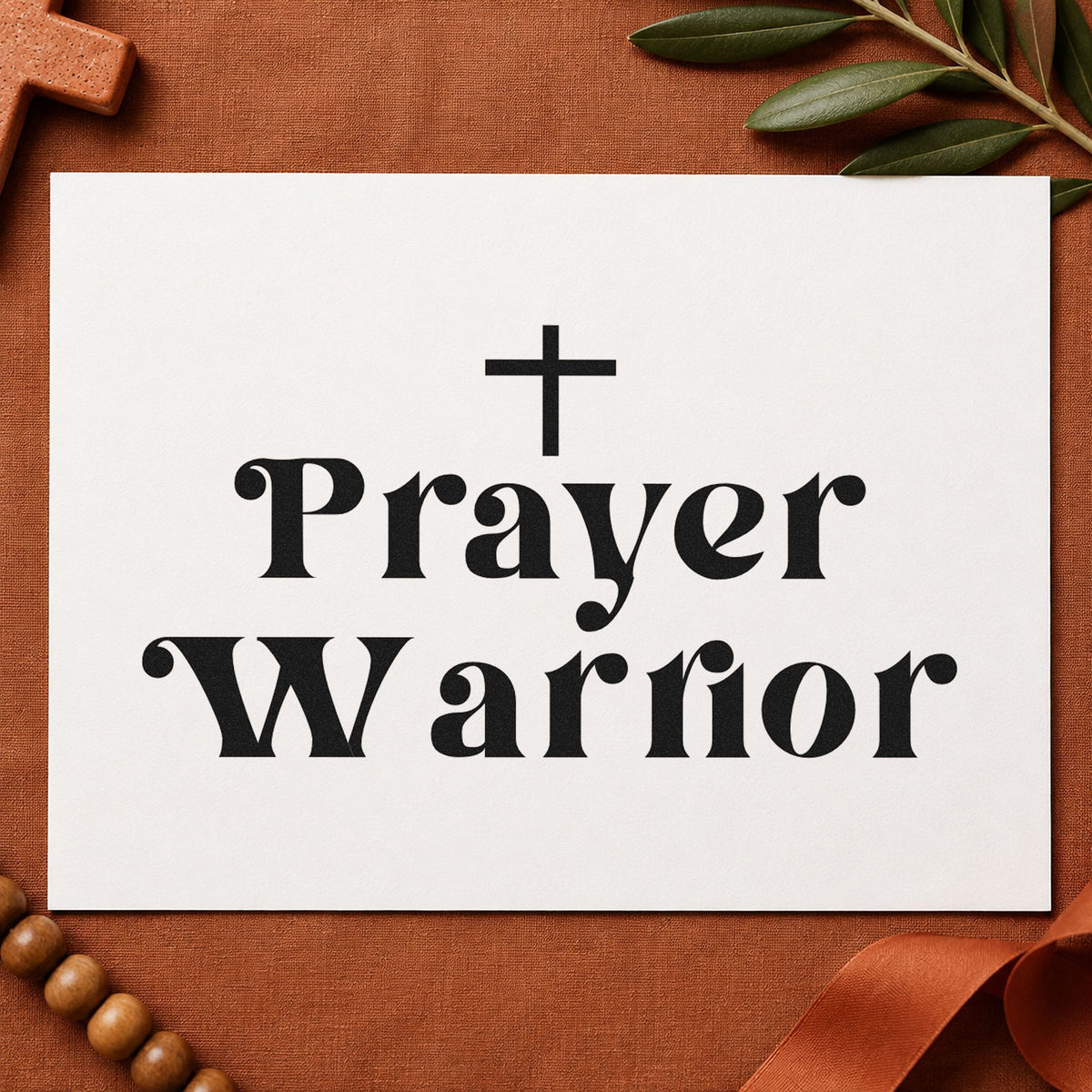 Prayer Warrior rubber stamp printed in black ink, ready for prayer warrior cards and similar paper crafts.