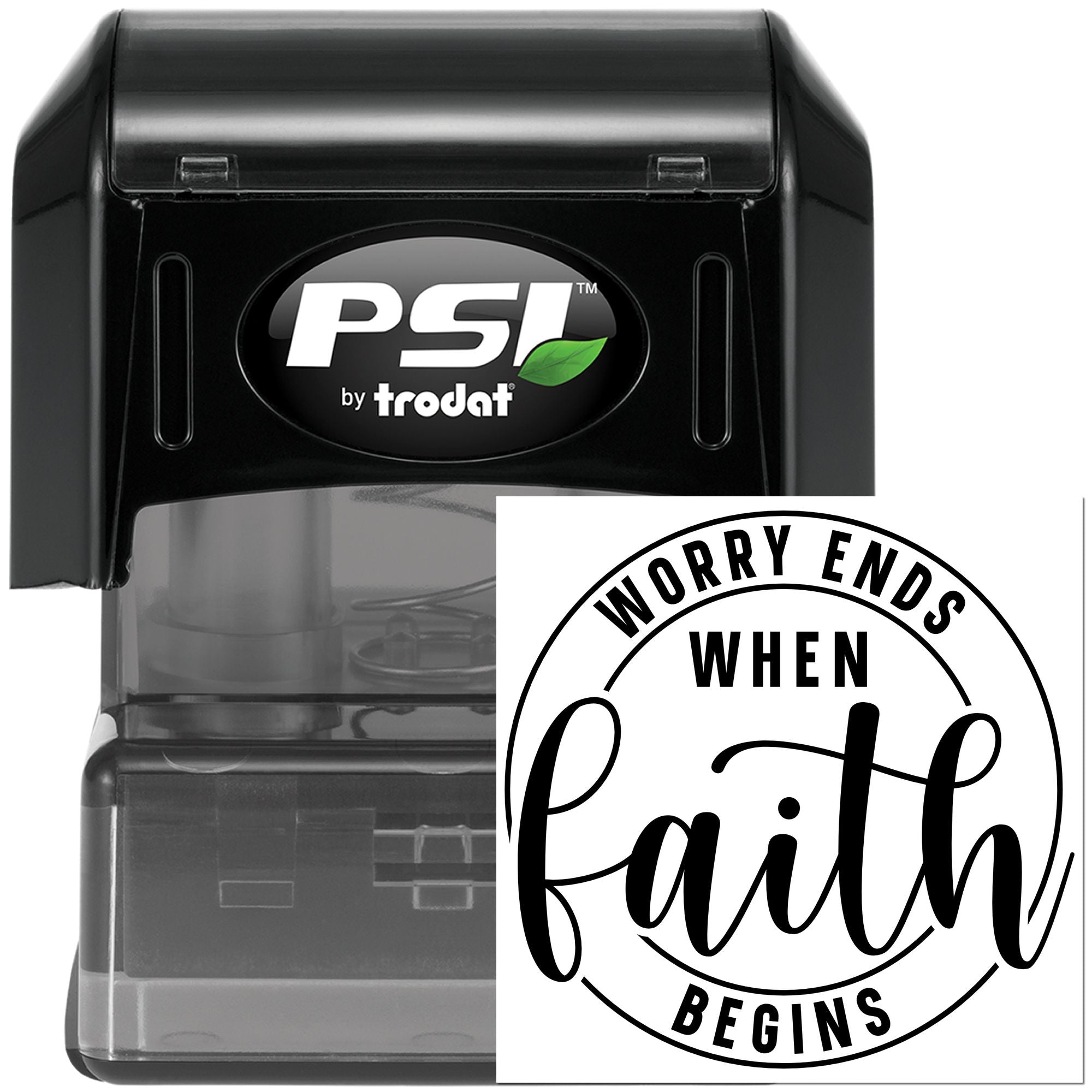 Pre-Inked Faith Over Worry Note Card Stamp