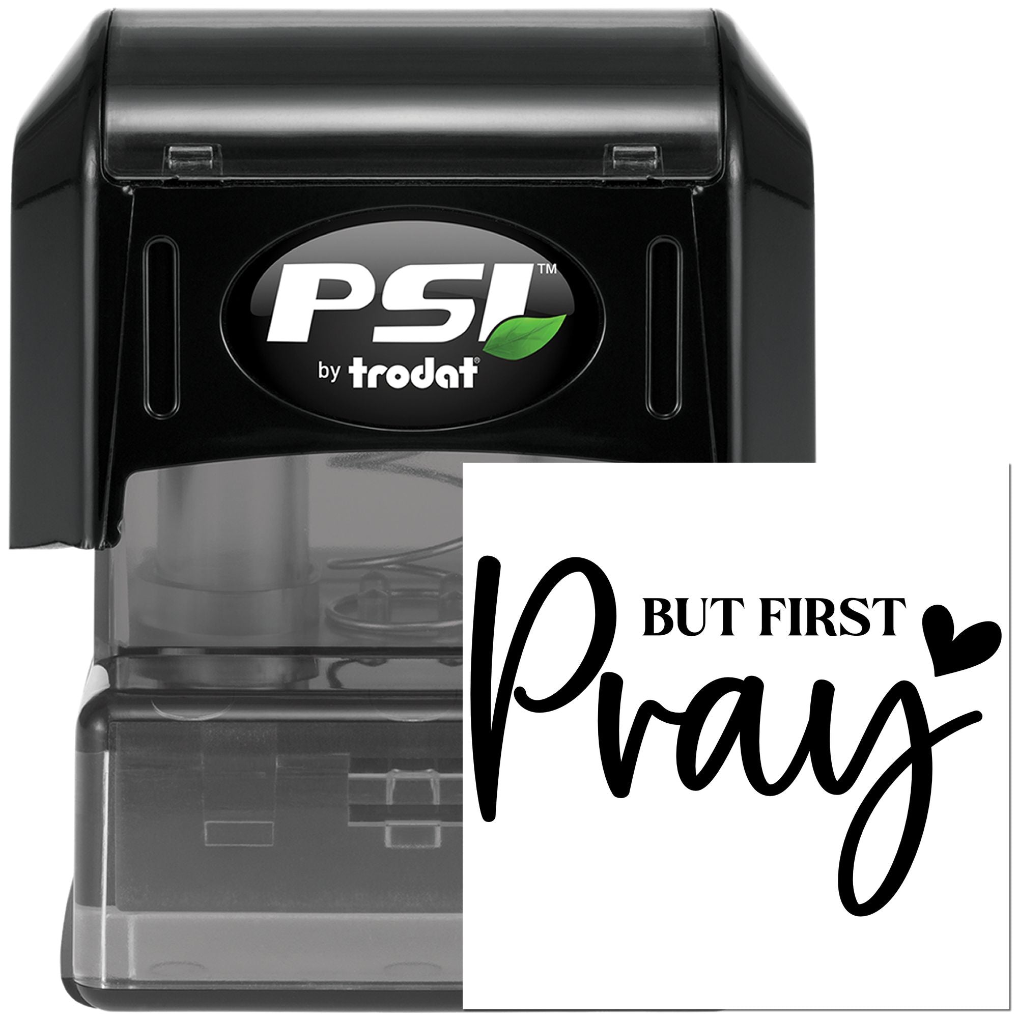 Pre-Inked But First Pray Place Card Stamp